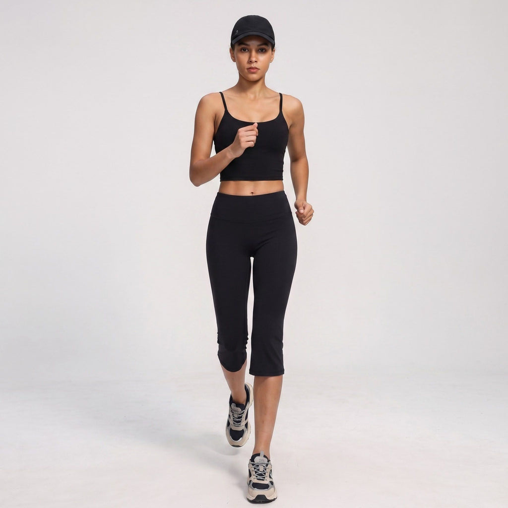 High Waist Cropped Flare Yoga Pants Fitted Capri Workout Leggings for Dance and Athleisure