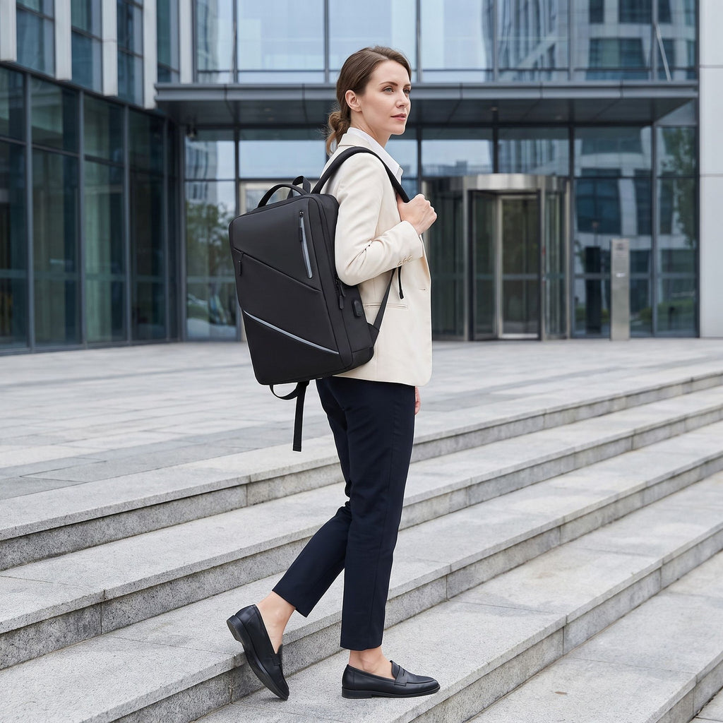 Laptop Backpack with Padded Compartment Reflective Trim USB Port and Multiple Storage Pockets