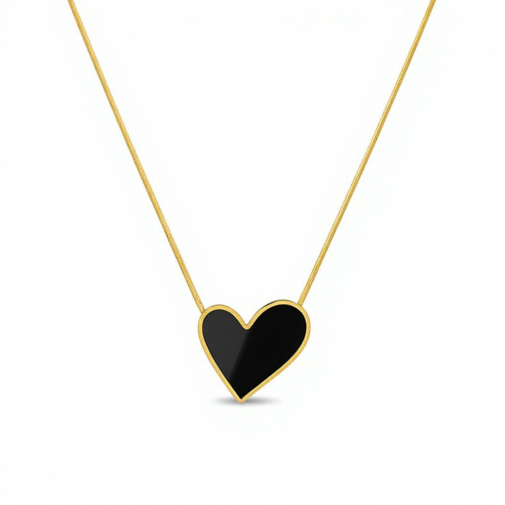 Heart Pendant Necklace with Enamel Finish Minimalist Chain Jewelry for Everyday Layering