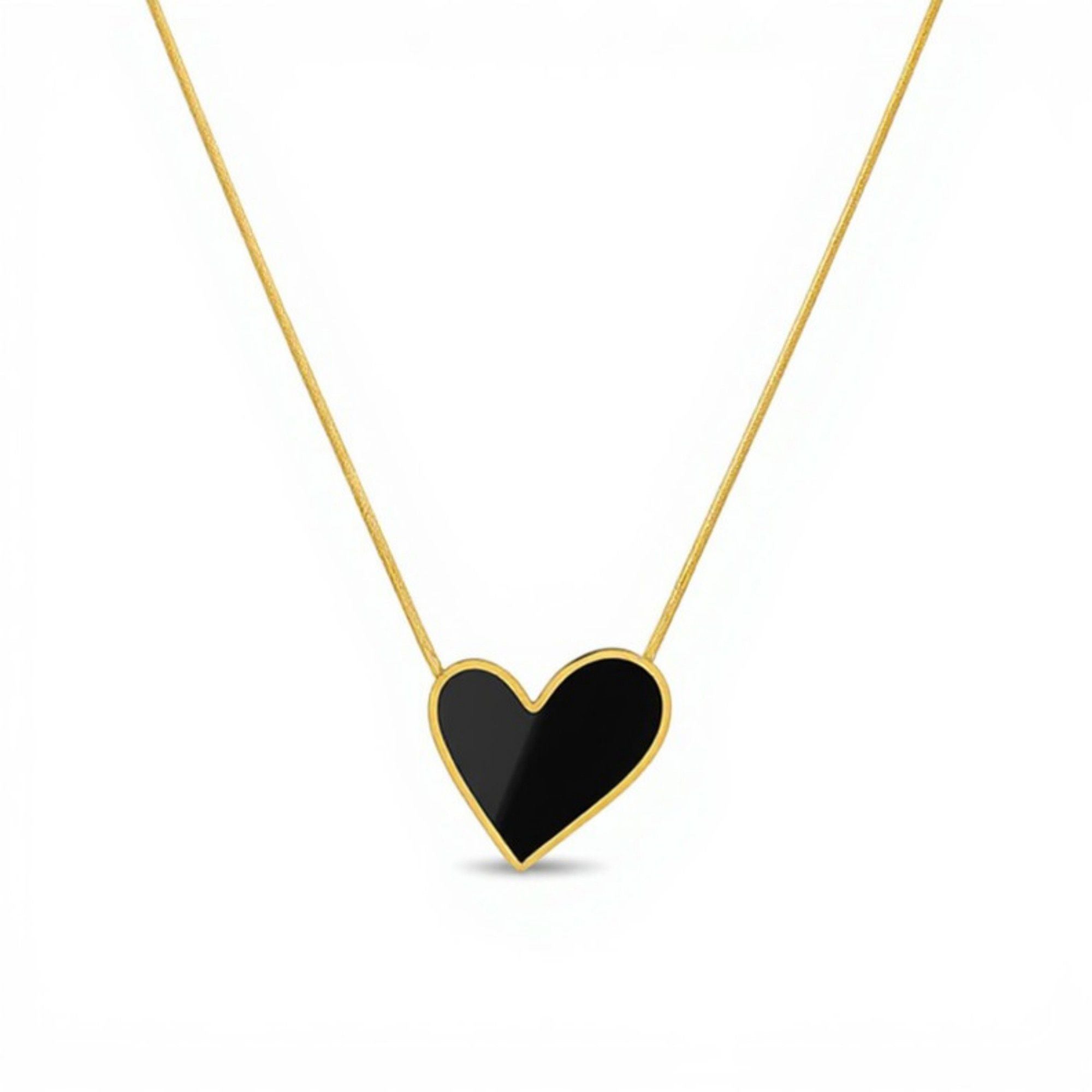 Heart Pendant Necklace with Enamel Finish Minimalist Chain Jewelry for Everyday Layering