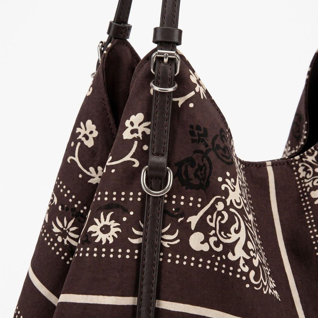 Oversized Bandana Print Hobo Shoulder Bag with Double Handles
