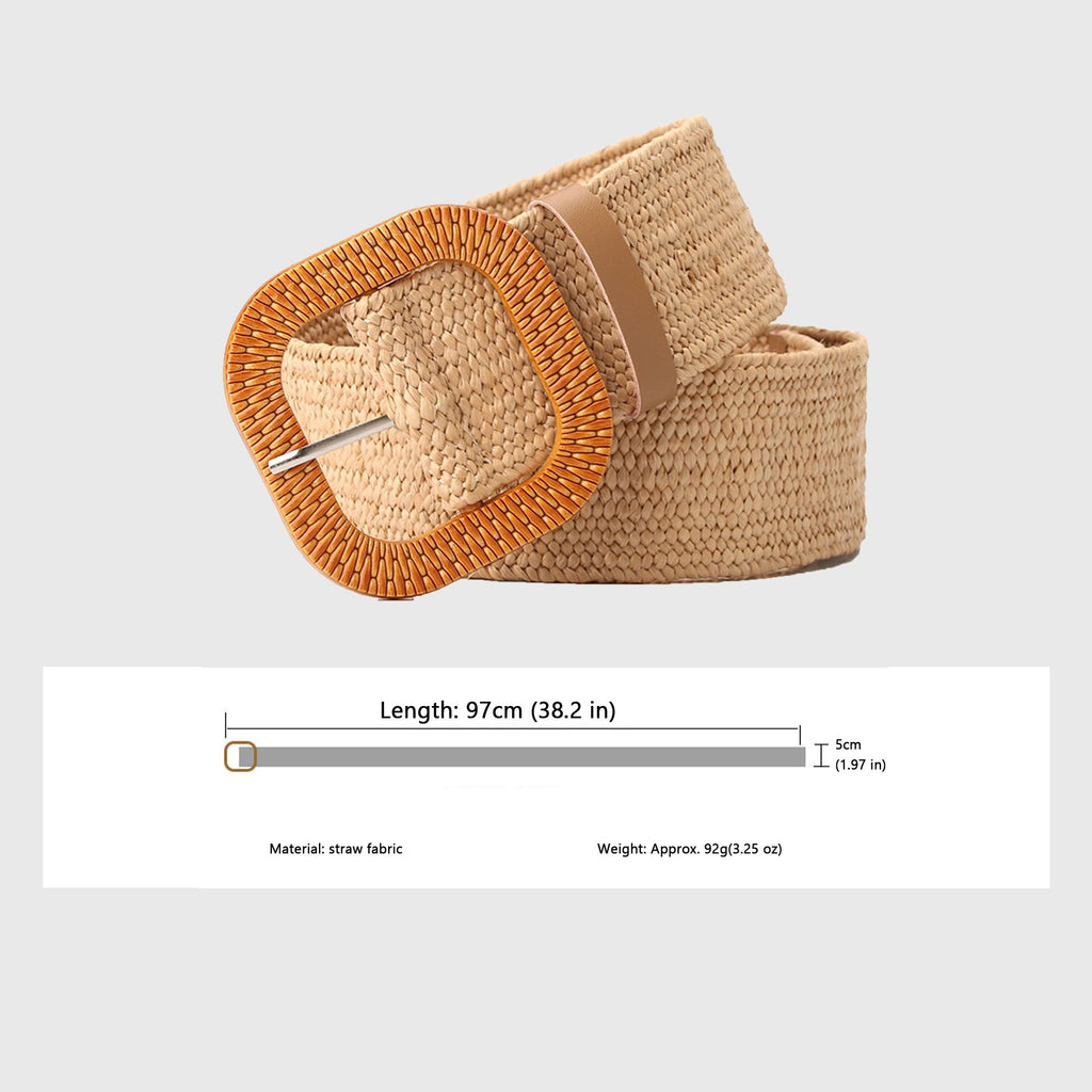 Anna-Kaci Stylish Straw Belt with Woven Buckle