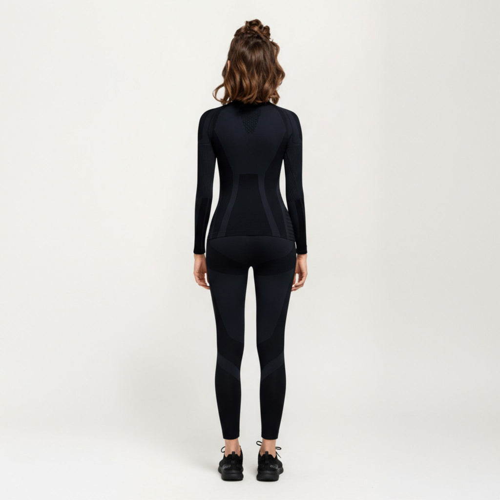 Anna-Kaci Active Women's Long Sleeve Seamless Compression Top with Contoured Mesh Detailing
