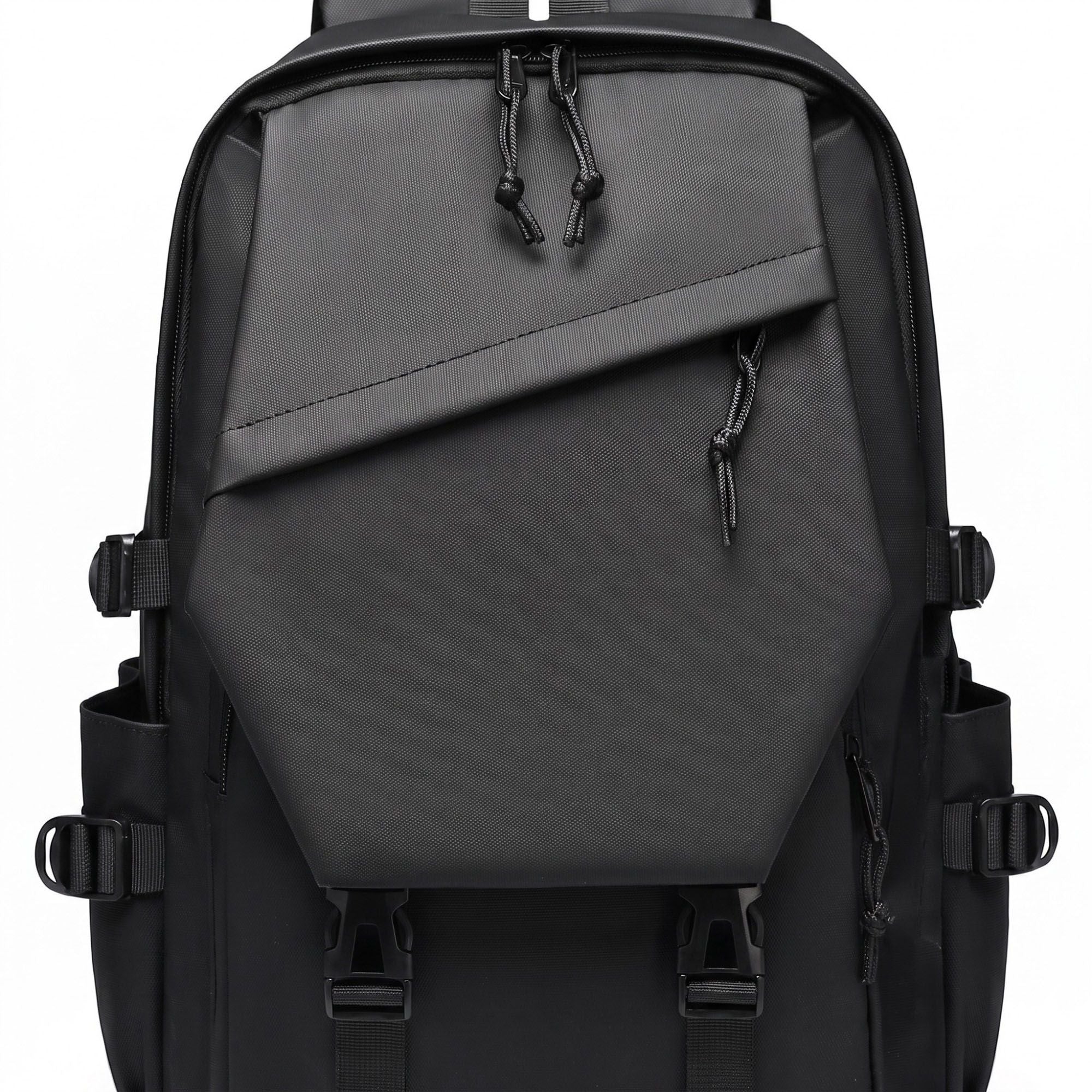 Multi-Pocket Utility Backpack with Buckle Straps, Side Pockets and Padded Shoulder Straps