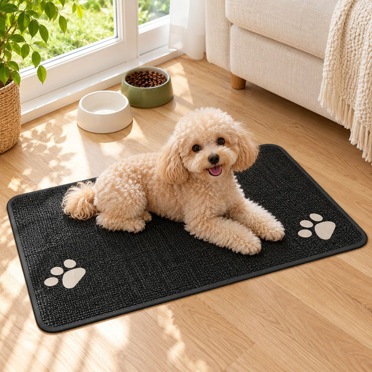 Absorbent Paw Print Pet Mat with Non Slip Backing
