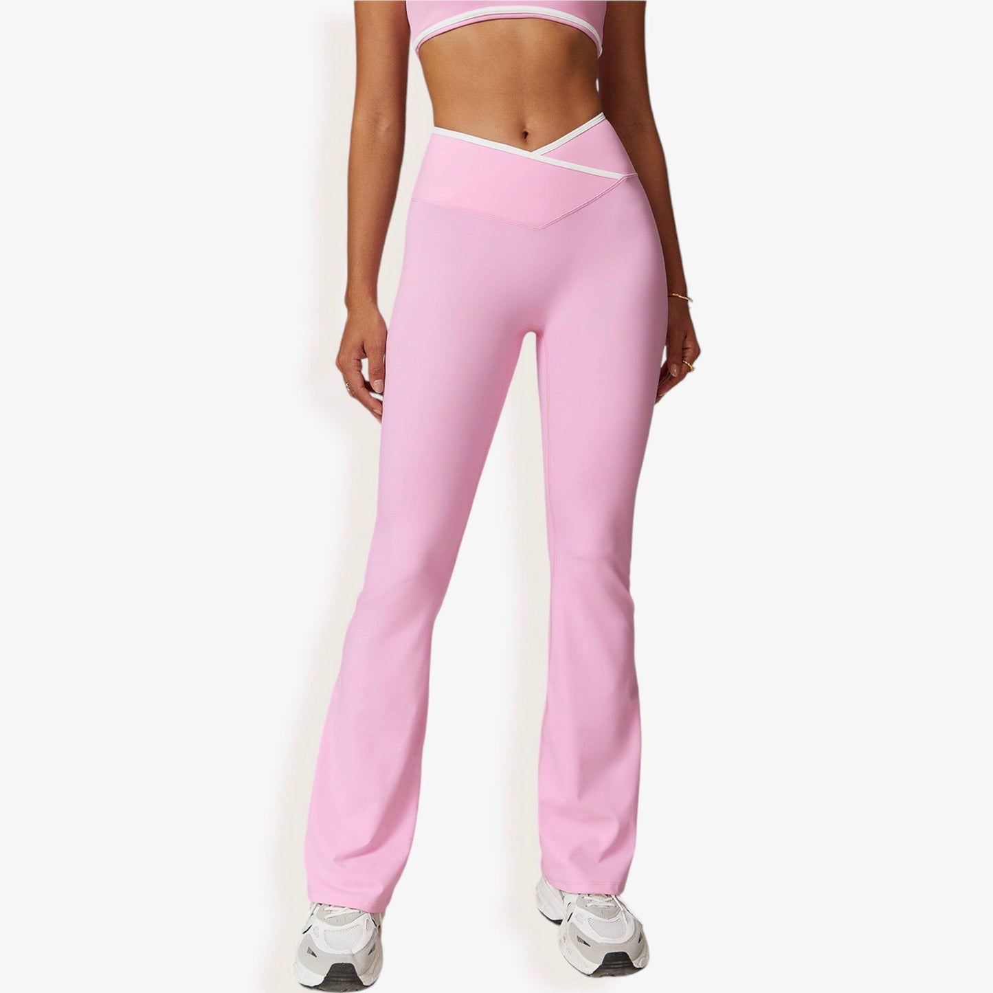 High Waist Crisscross Yoga Pants Flare Leg for Active and Casual Wear