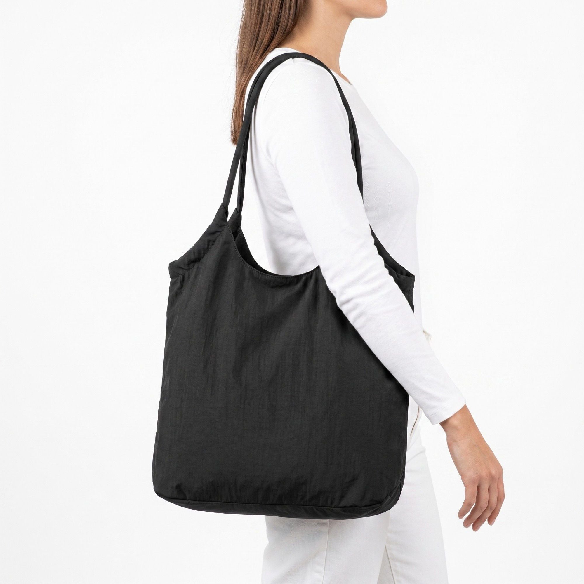 Soft Lightweight Shoulder Tote Bag with Double Rope Shoulder Straps and Roomy Open-Top Design 16.1x13x3.5in
