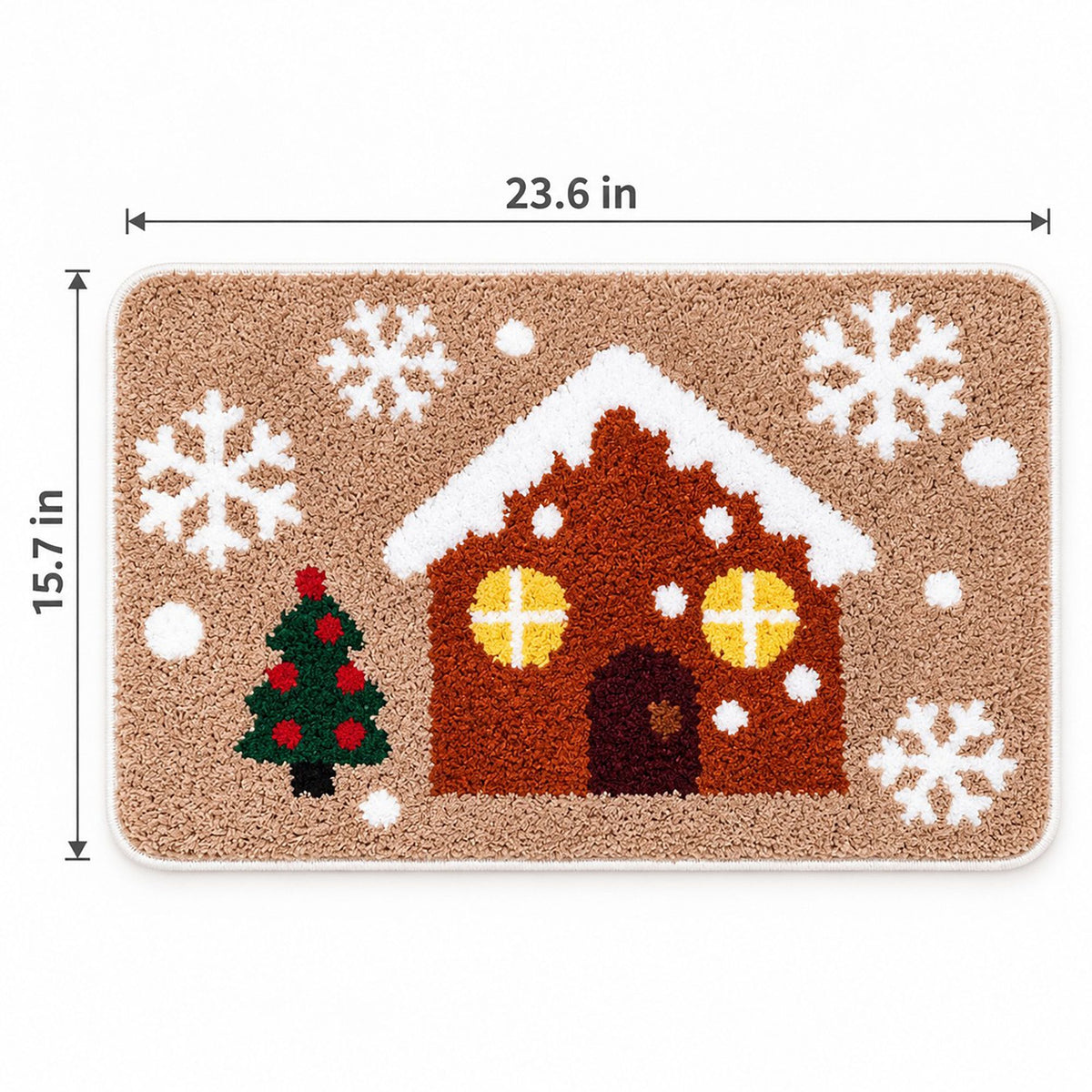 Christmas Icon Tufted Bath Rug with Nonslip Backing 15.7 x 23.6 in