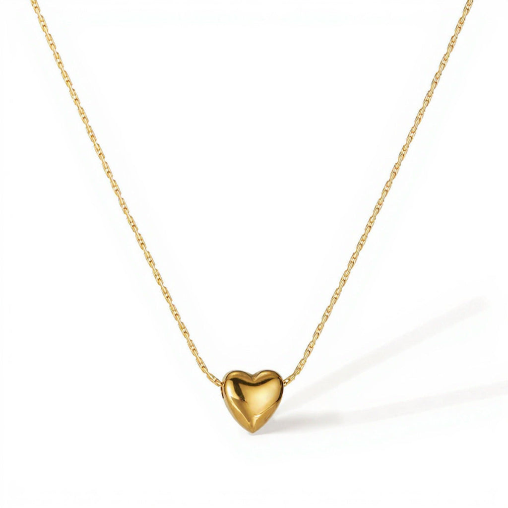 Minimalist Heart Pendant Necklace with Smooth Sculpted Charm and Delicate Chain for a Soft Elegant Everyday Accessory 10.5in