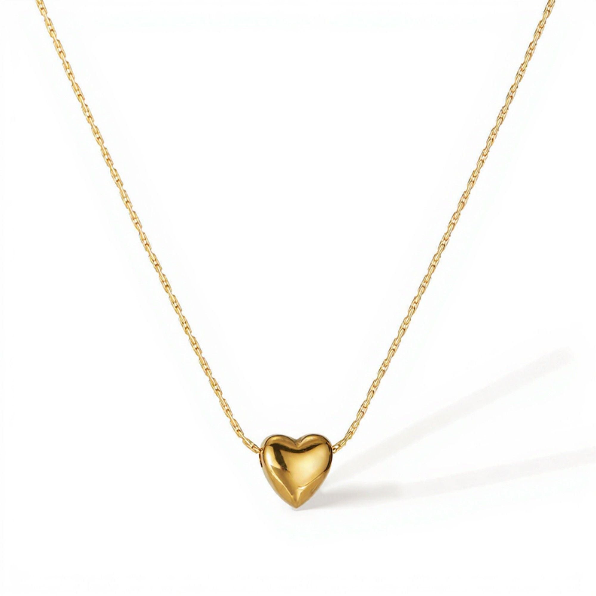 Minimalist Heart Pendant Necklace with Smooth Sculpted Charm and Delicate Chain for a Soft Elegant Everyday Accessory 10.5in