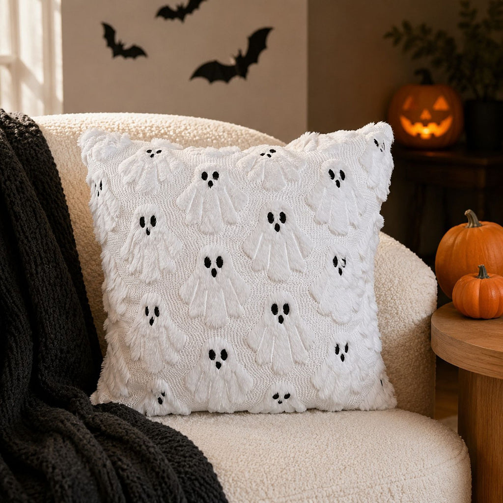 Halloween Tufted Ghost Throw Pillow Cover for Couch Bed and Chair
