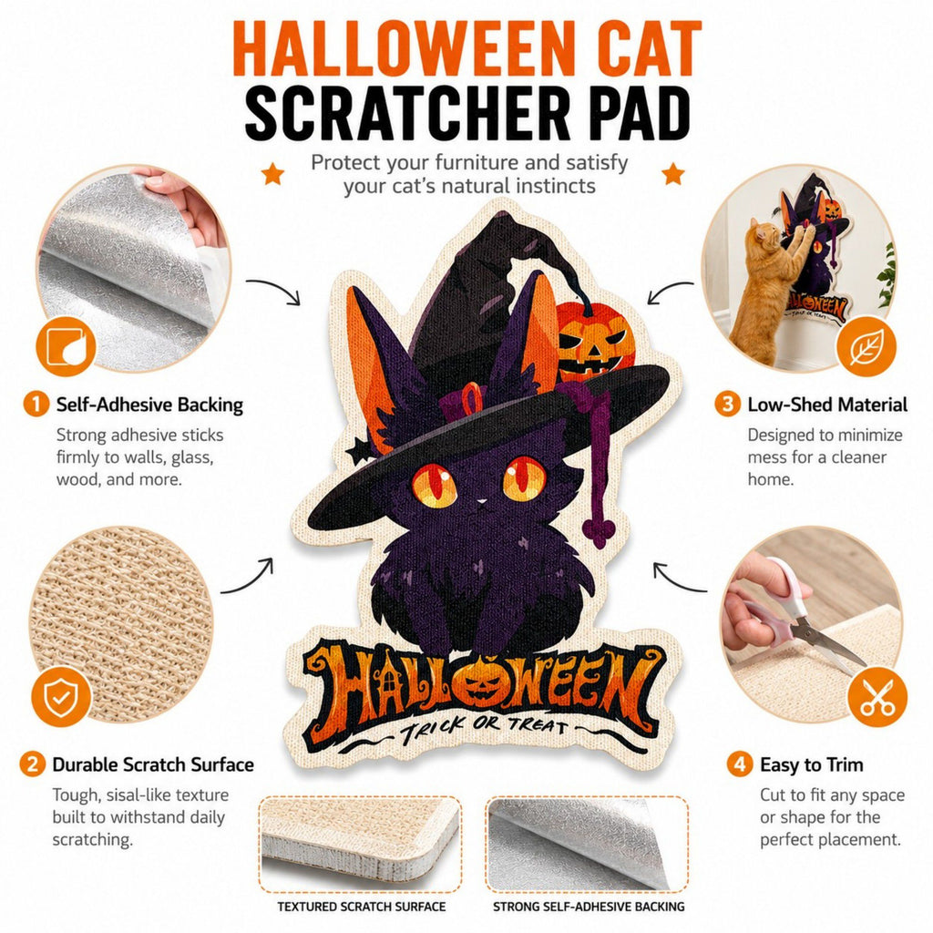 Halloween Self-Adhesive Cat Scratcher Pad for Walls and Furniture 31.5 x 19.7 in