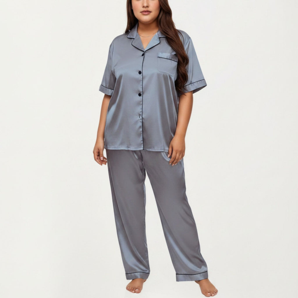 Anna-Kaci Lounge Women's Plus Size 2-Piece Floral Kimono Robe Set with Short Sleeve Open Front Longline Cover Up and Matching Inner Dress