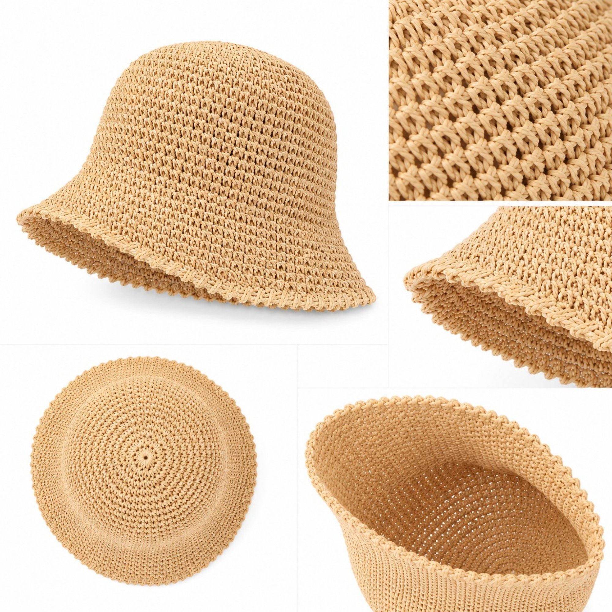 Summer Bucket Hat - Lightweight Straw Sun Hat for Vacation and Beach