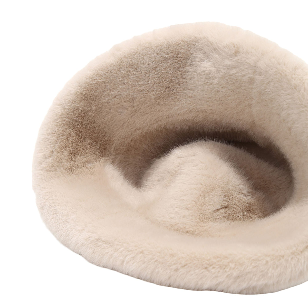 Faux Suede Bucket Hat with Faux Fur Trim Winter Hat