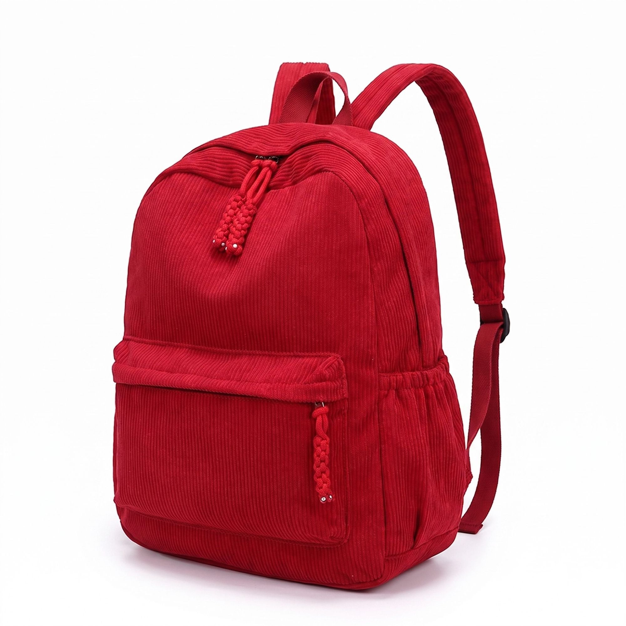 Corduroy Backpack with Front Zip Pocket Adjustable Straps and Spacious Everyday Storage