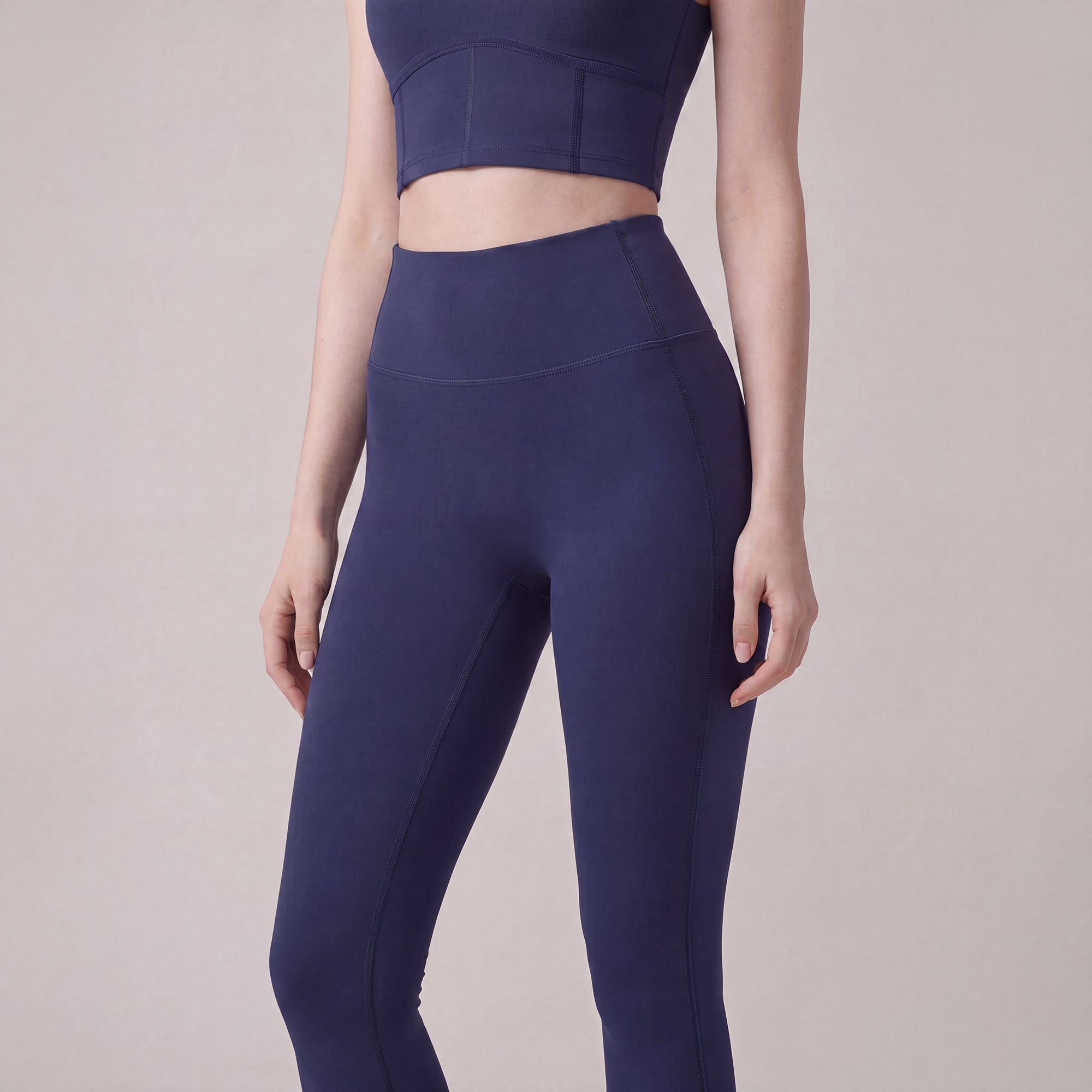 High Waist Full Length Active Leggings with Contour Seams for Workout and Everyday Wear