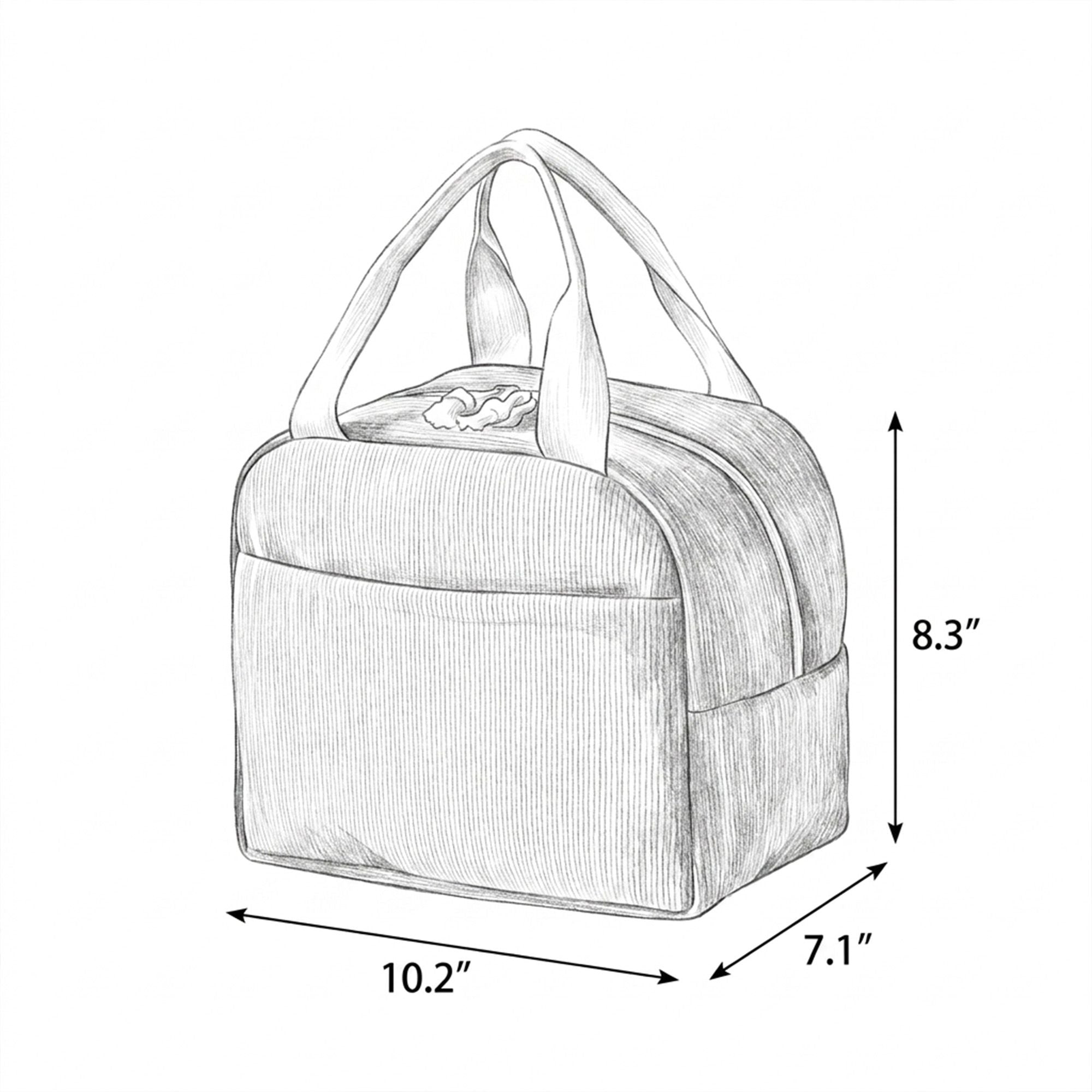 Insulated Corduroy Lunch Bag with Front Pocket
