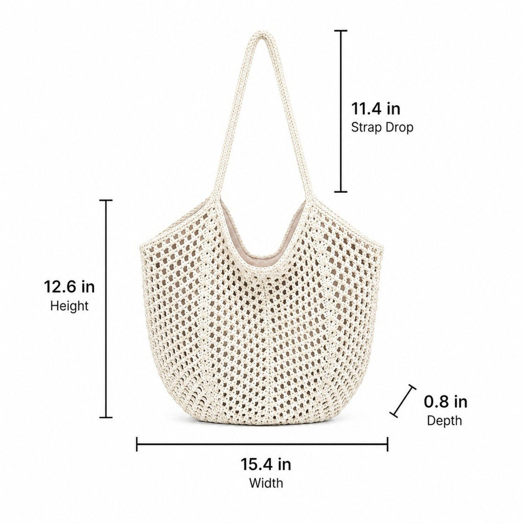 Woven Shoulder Bag - Lightweight Summer Tote for Beach and Vacation
