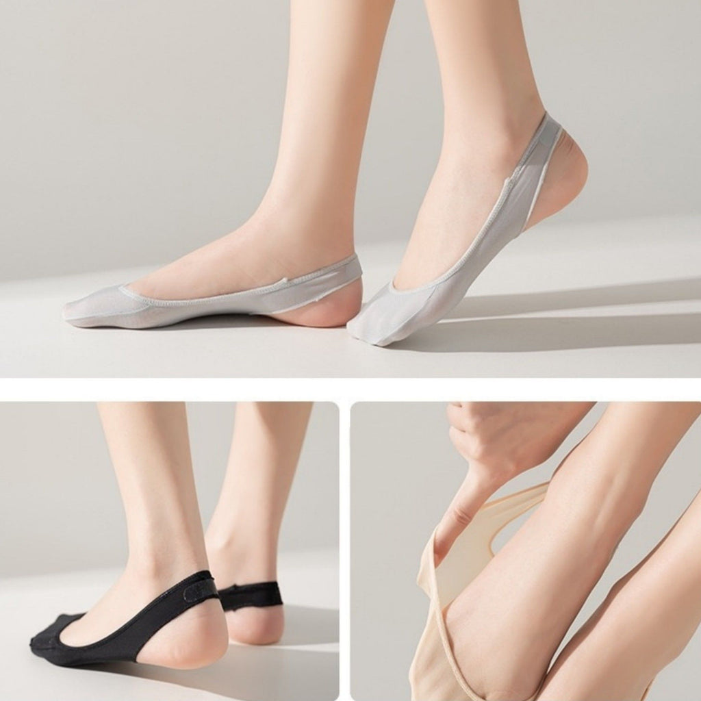 Anna-Kaci Women's Low Cut No Show Liner Socks with Non-Slip 3D Silicone Heel Grip Pack of 6 Pairs