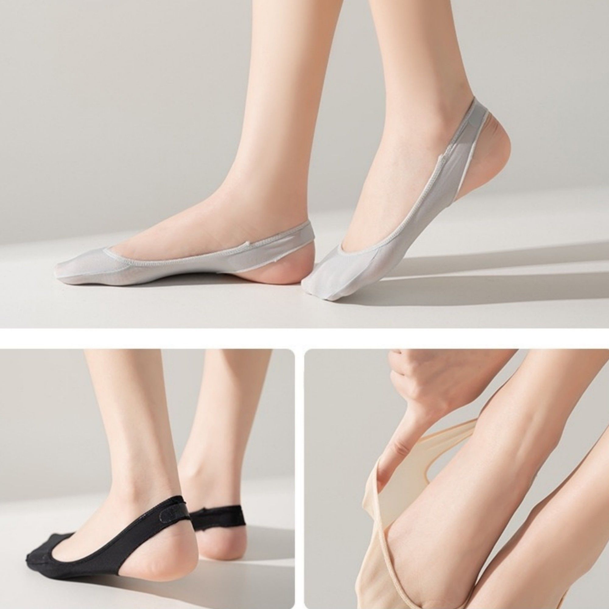 Anna-Kaci Women's Low Cut No Show Liner Socks with Non-Slip 3D Silicone Heel Grip Pack of 6 Pairs
