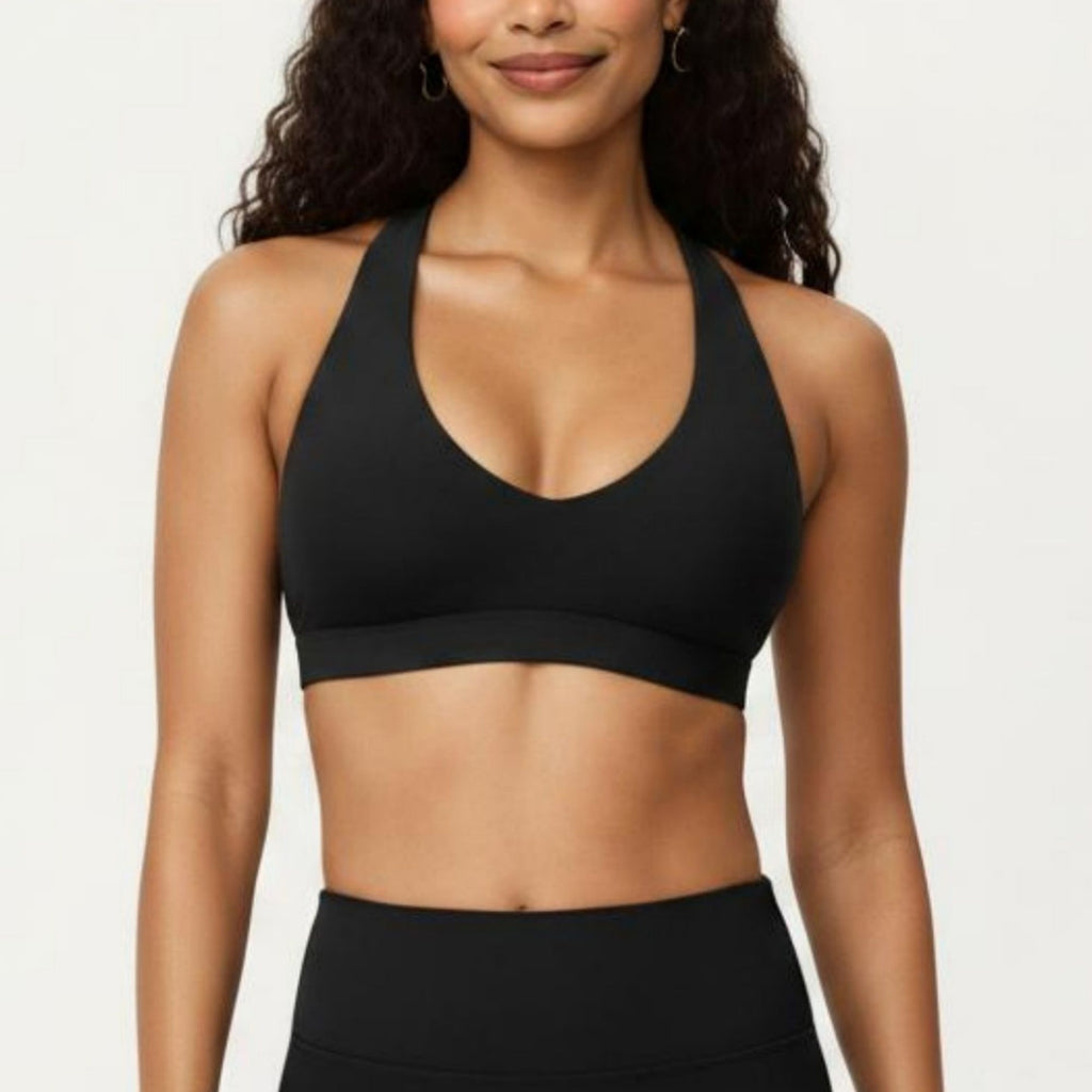 Anna-Kaci Active Women's Racerback Sports Bra with Scoop Neck and Open Back Cutout Design