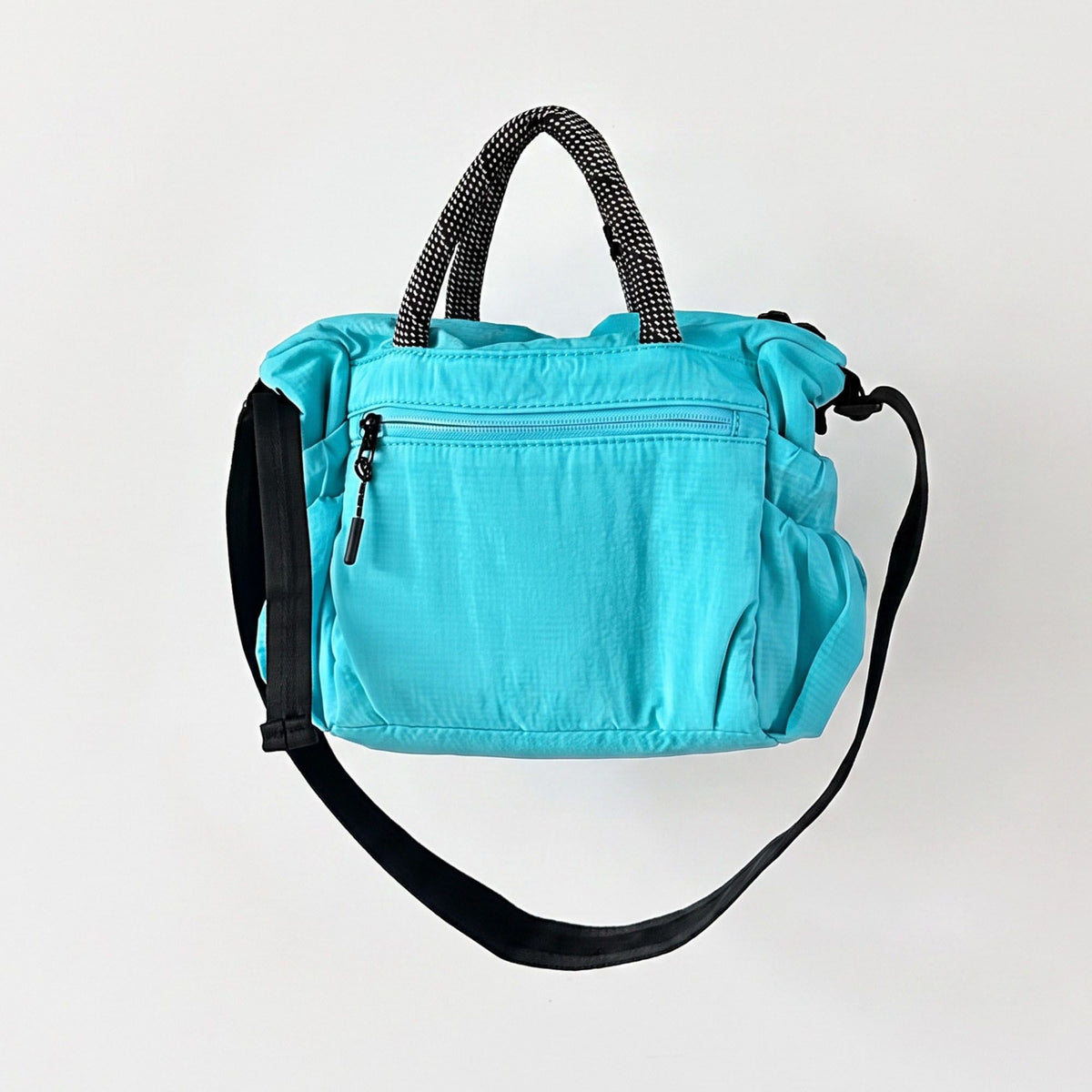 Nylon Crossbody Tote Bag with Top Handles and Multiple Zipper Pockets