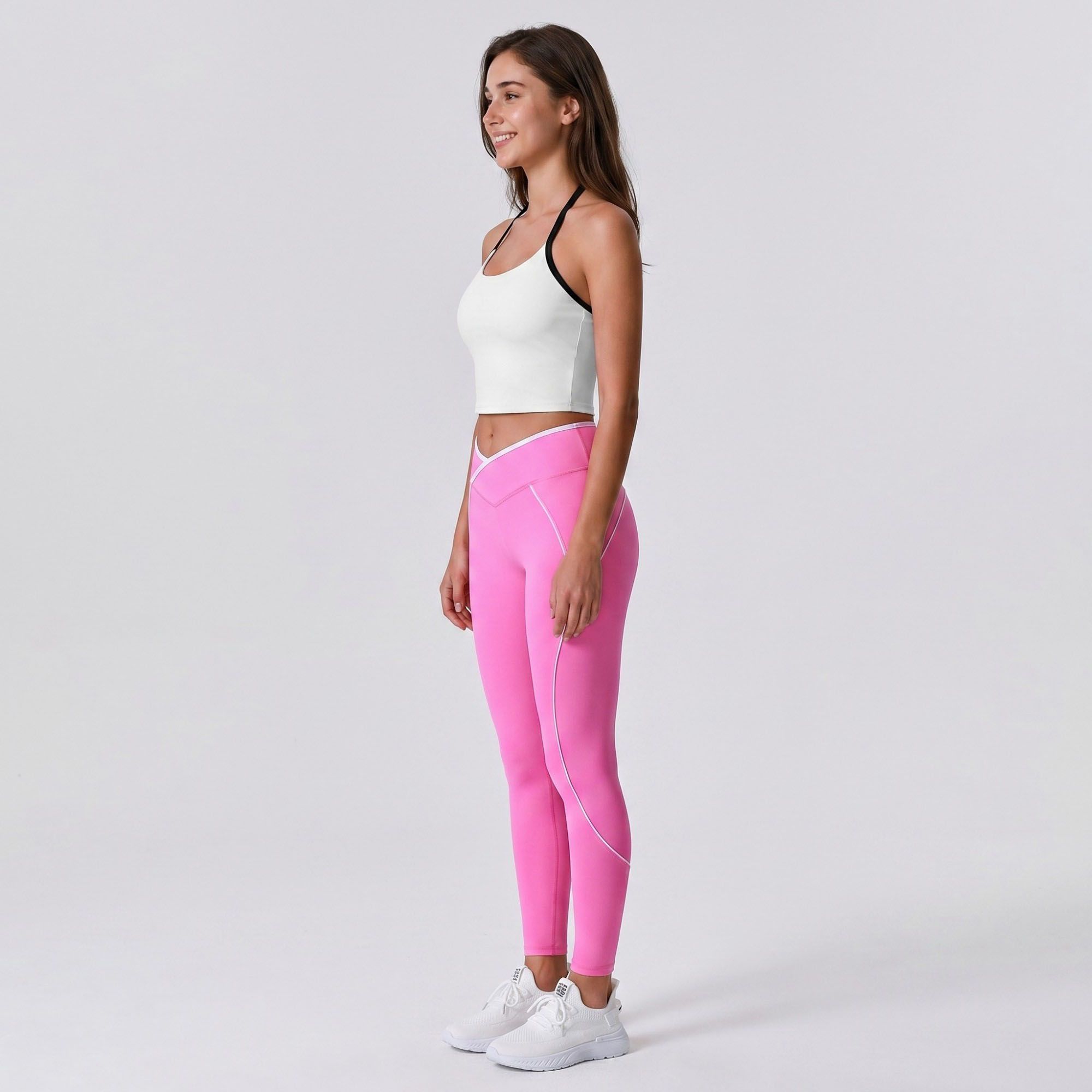 Padded Halter Sports Bra Tank Top Contrast Trim Workout Yoga Crop Top