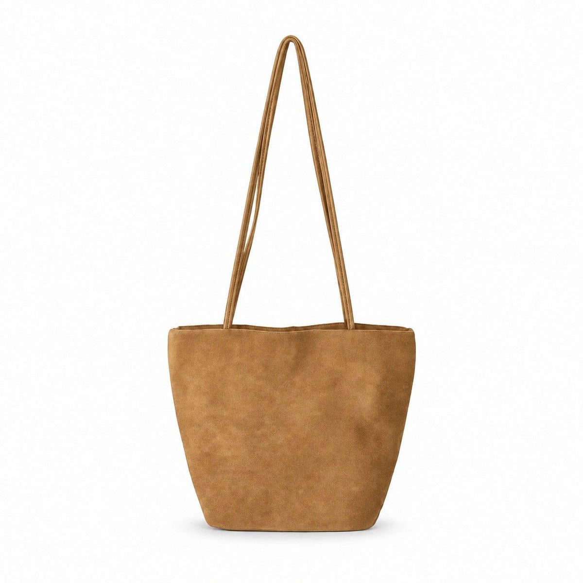 Faux Suede Tote Bag with Double Shoulder Handles Magnetic Closure and Interior Pockets