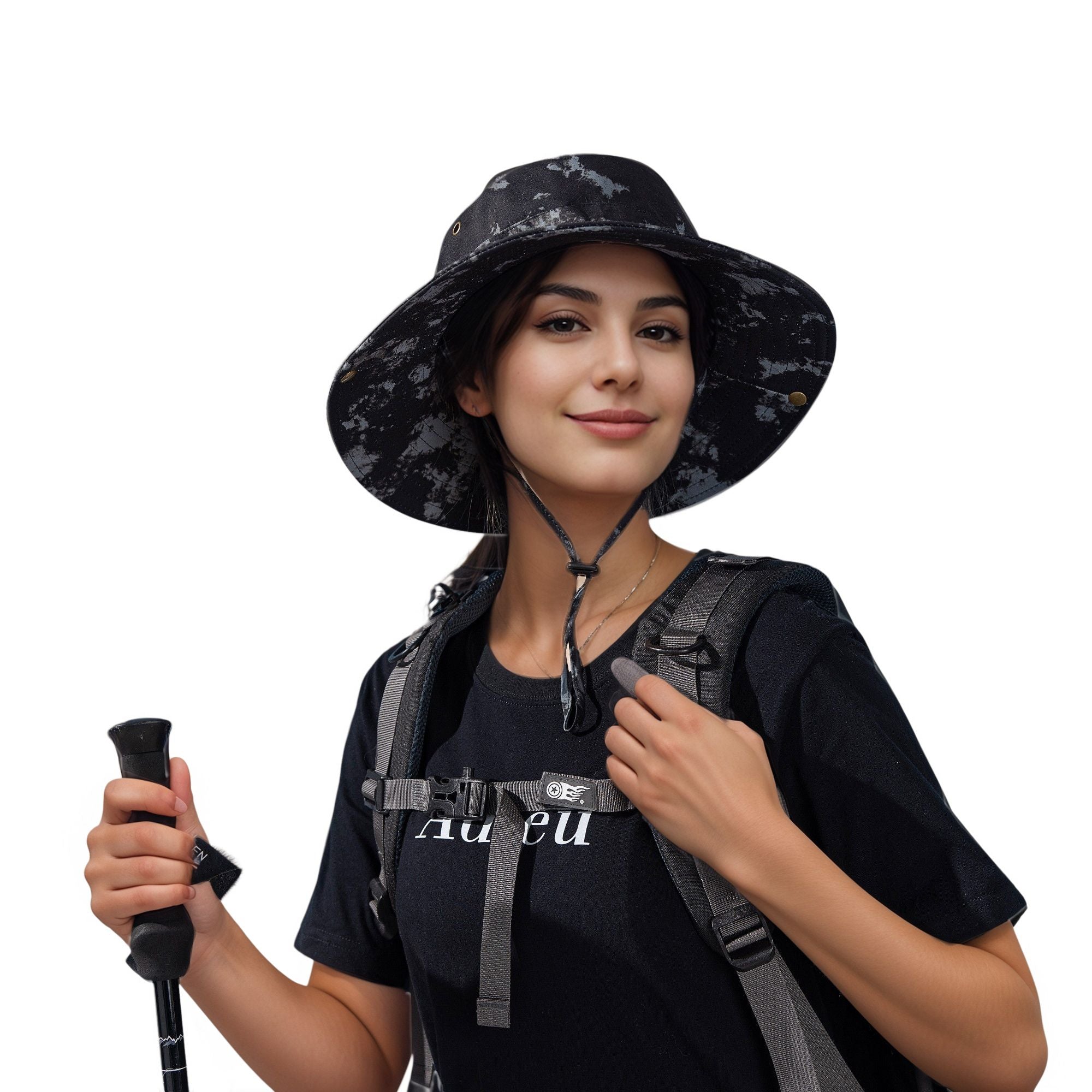 Anna-Kaci Wide Brim Outdoor Sun Hat with Adjustable Chin Strap for Hiking Camping Travel Beach