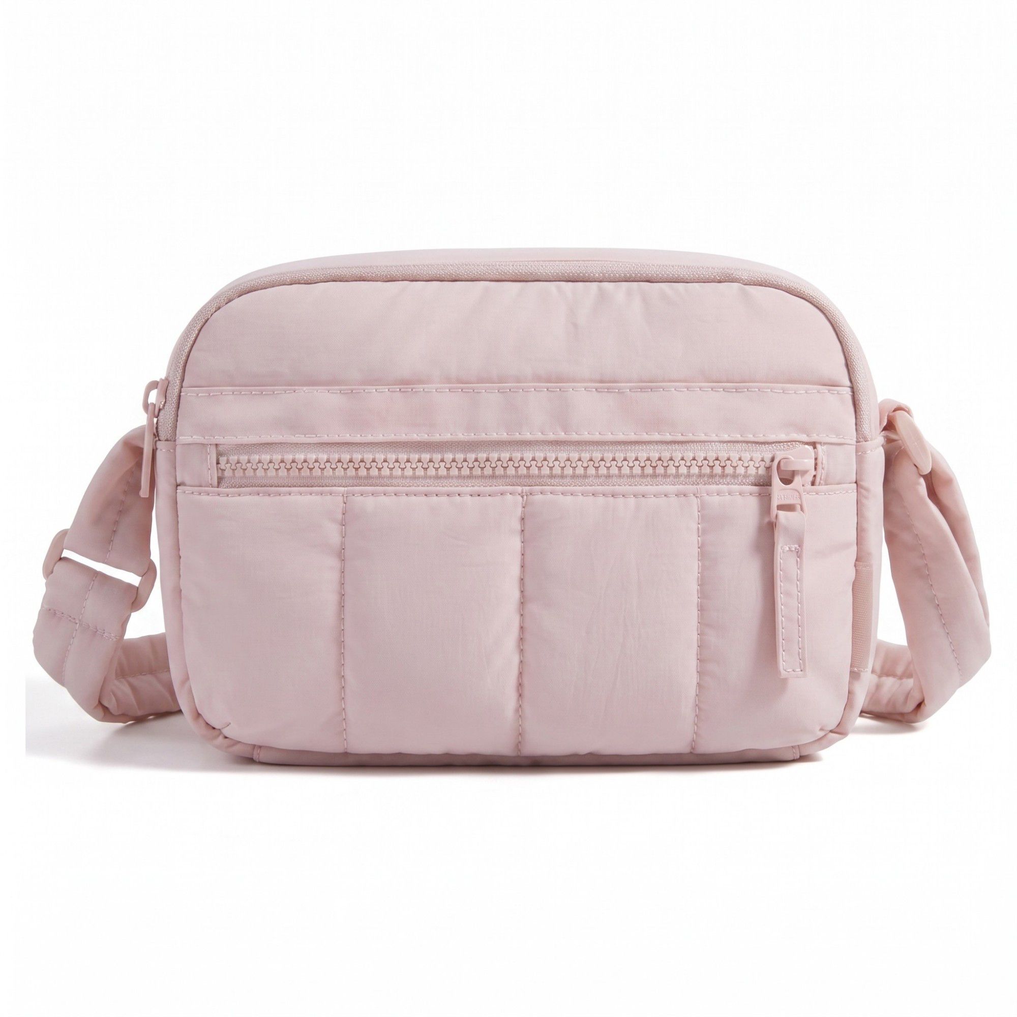 Padded Rectangular Crossbody Bag with Front Zip Pocket and Adjustable Padded Shoulder Strap 8.7x2.8x6.1in