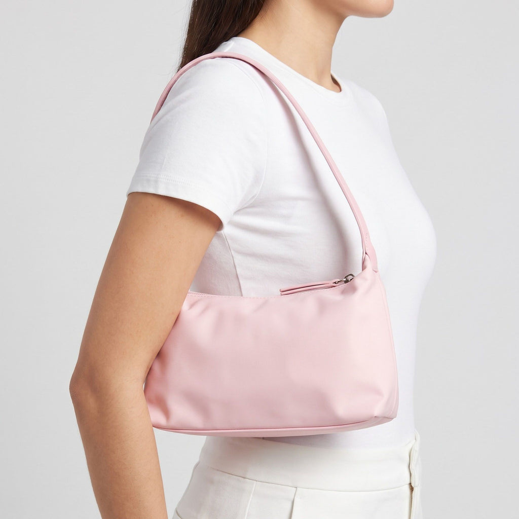 Minimalist Shoulder Bag with Top Zipper and Slim Rectangular Silhouette 8.3x4.7x2in