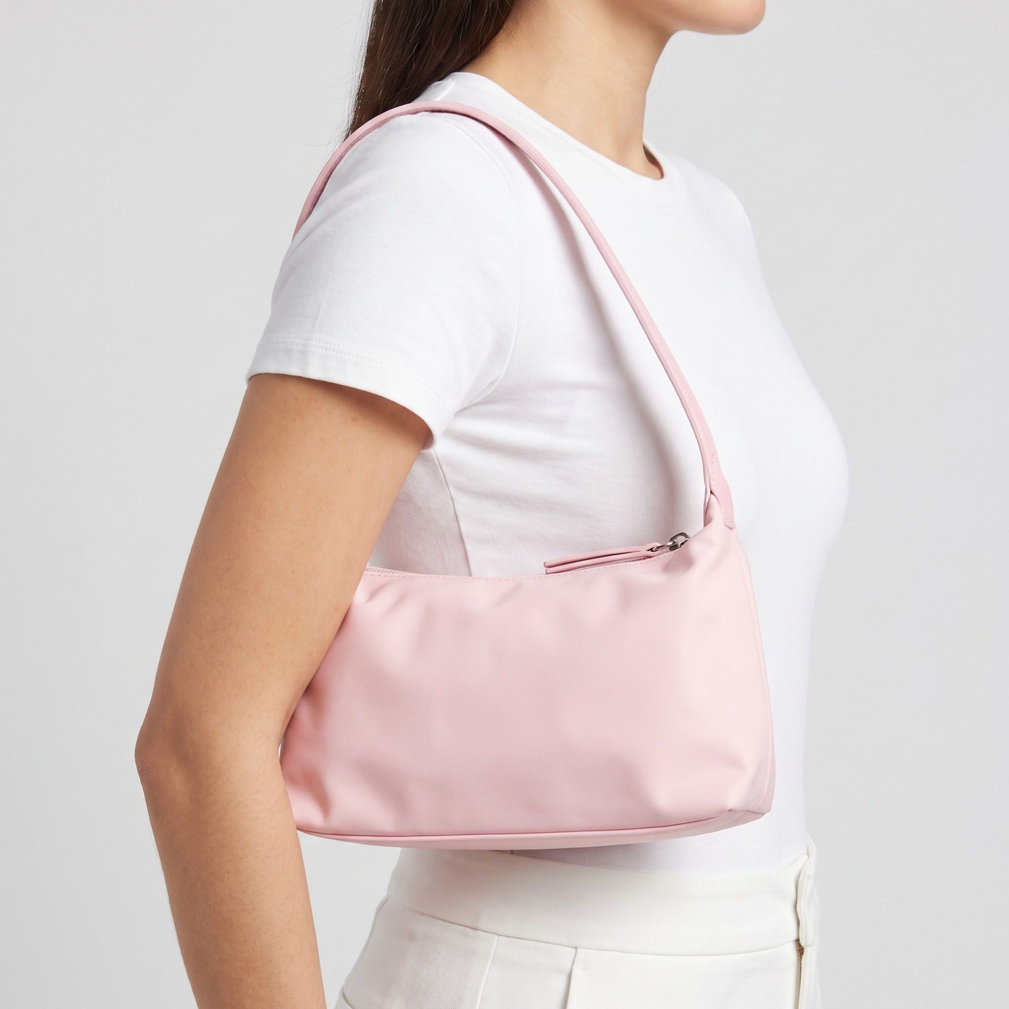 Minimalist Shoulder Bag with Top Zipper and Slim Rectangular Silhouette 8.3x4.7x2in