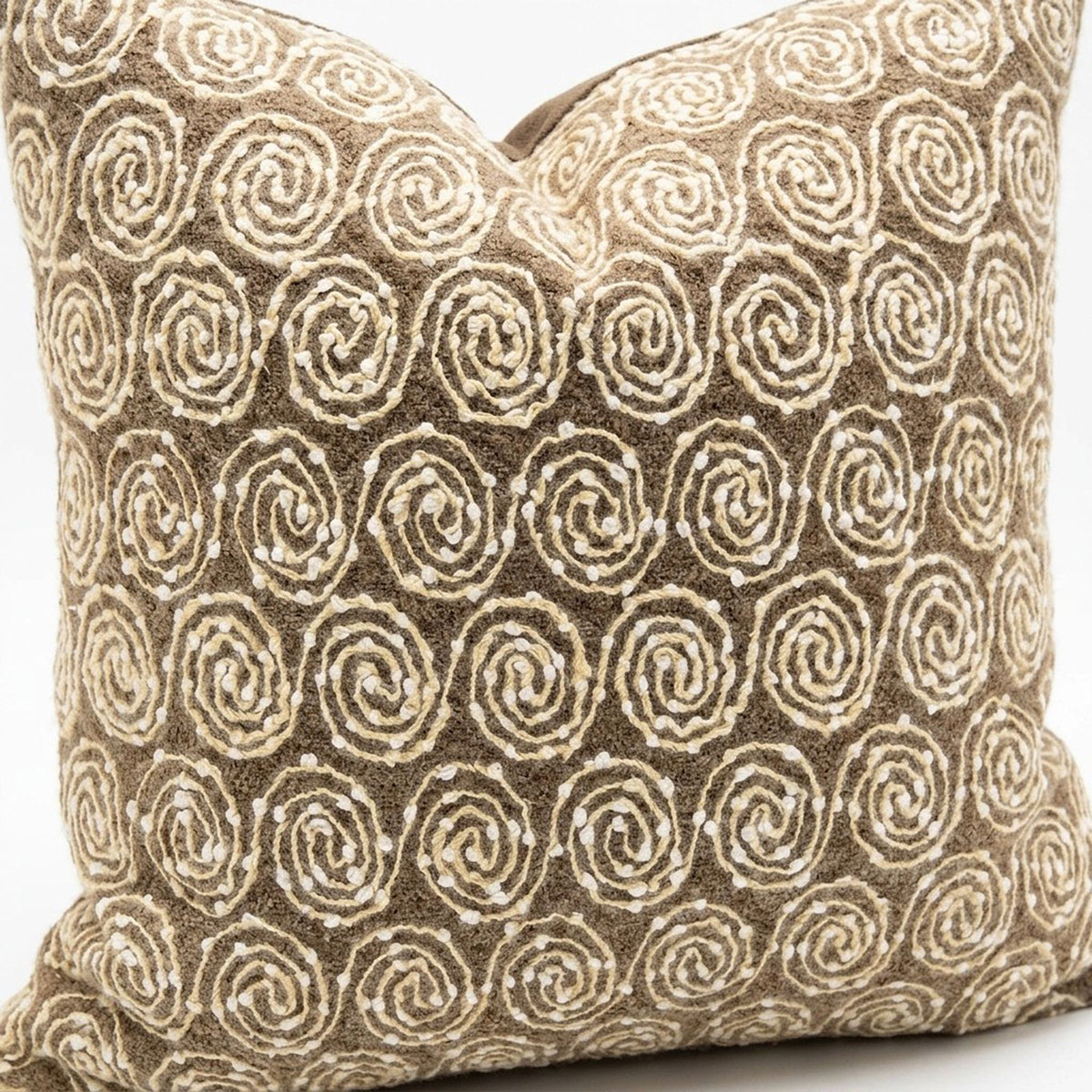 Boho Swirl Pattern Embroidered Decorative Throw Pillow Cover