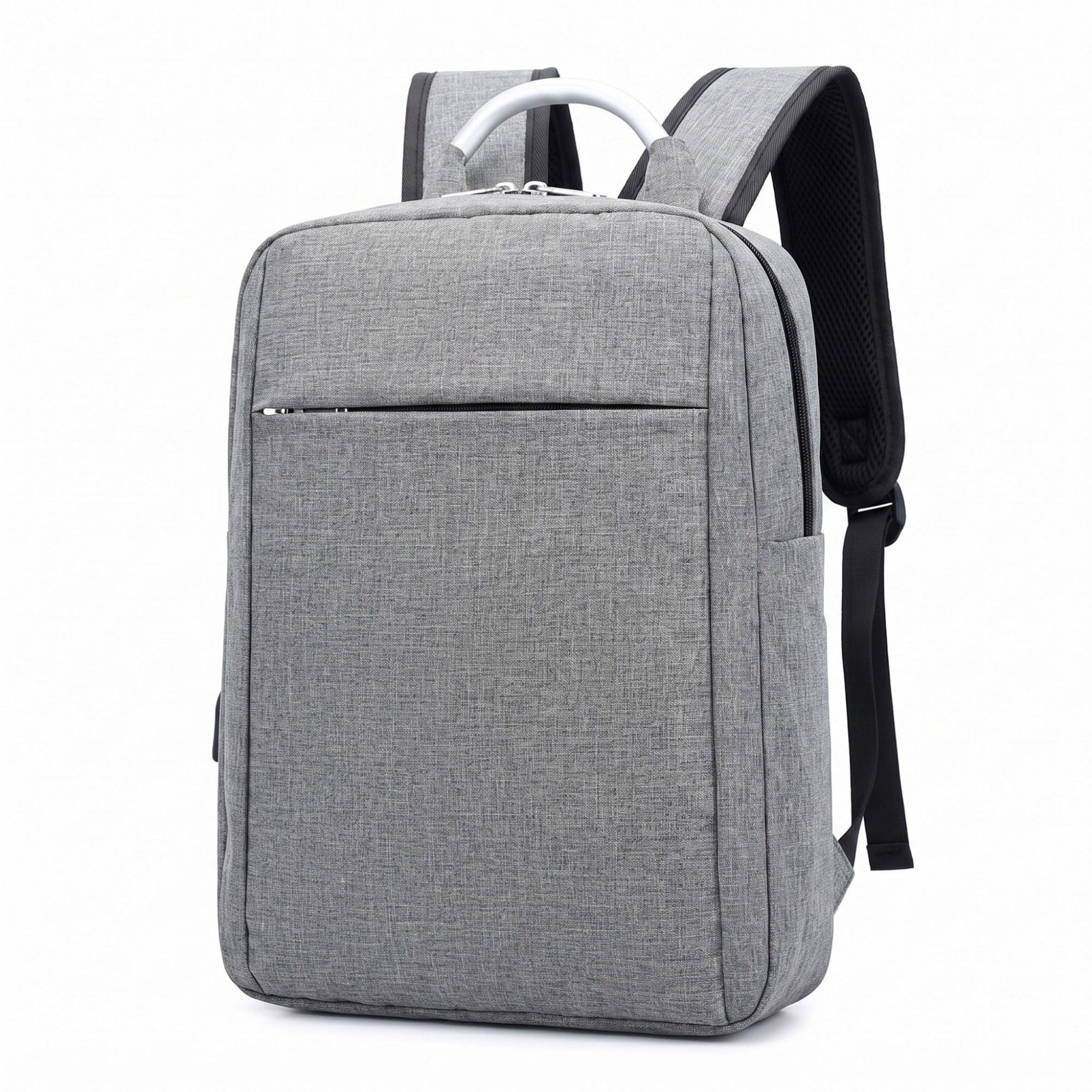 Modern Business Laptop Backpack - Sleek Commuter Daypack with Metallic Handle for Office, School, and Travel