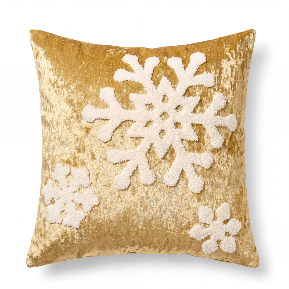 Christmas Reindeer Embroidered Velvet Throw Pillow Cover Gold Holiday Decor