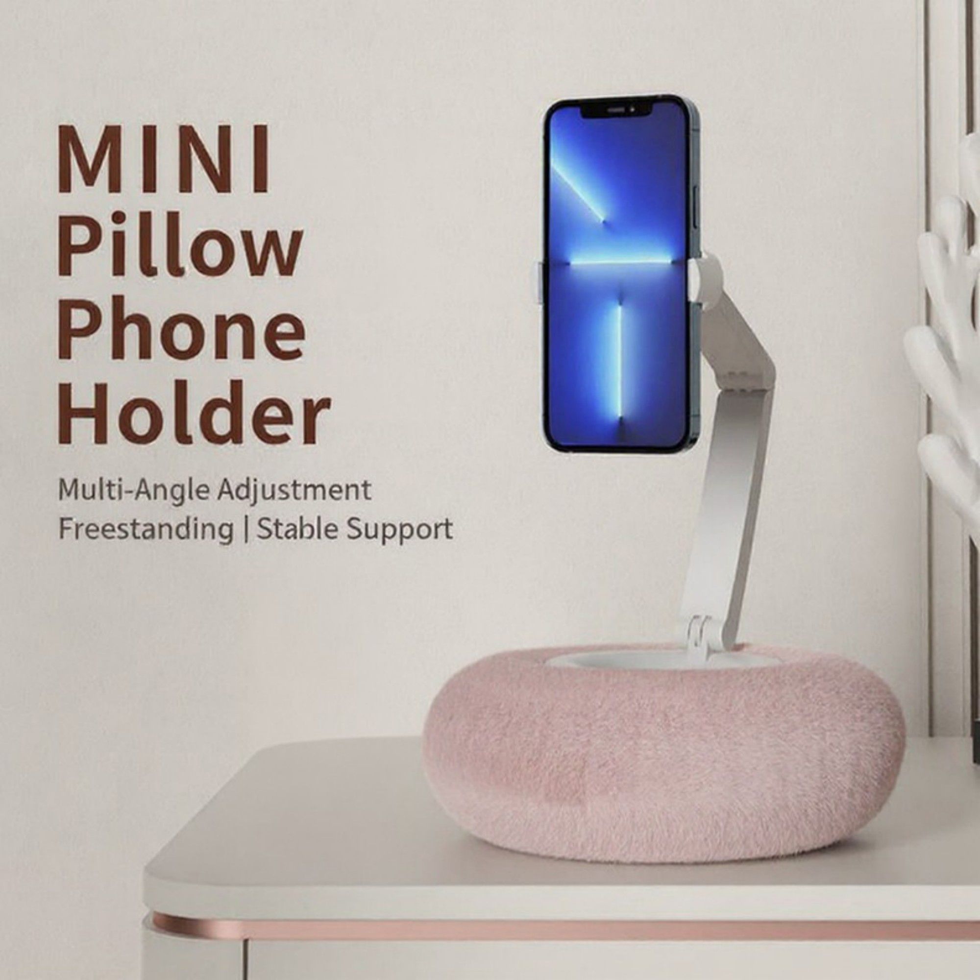 Anna-Kaci Plush Weighted Phone Stand with Adjustable Folding Holder for Hands-Free Viewing and Device Support