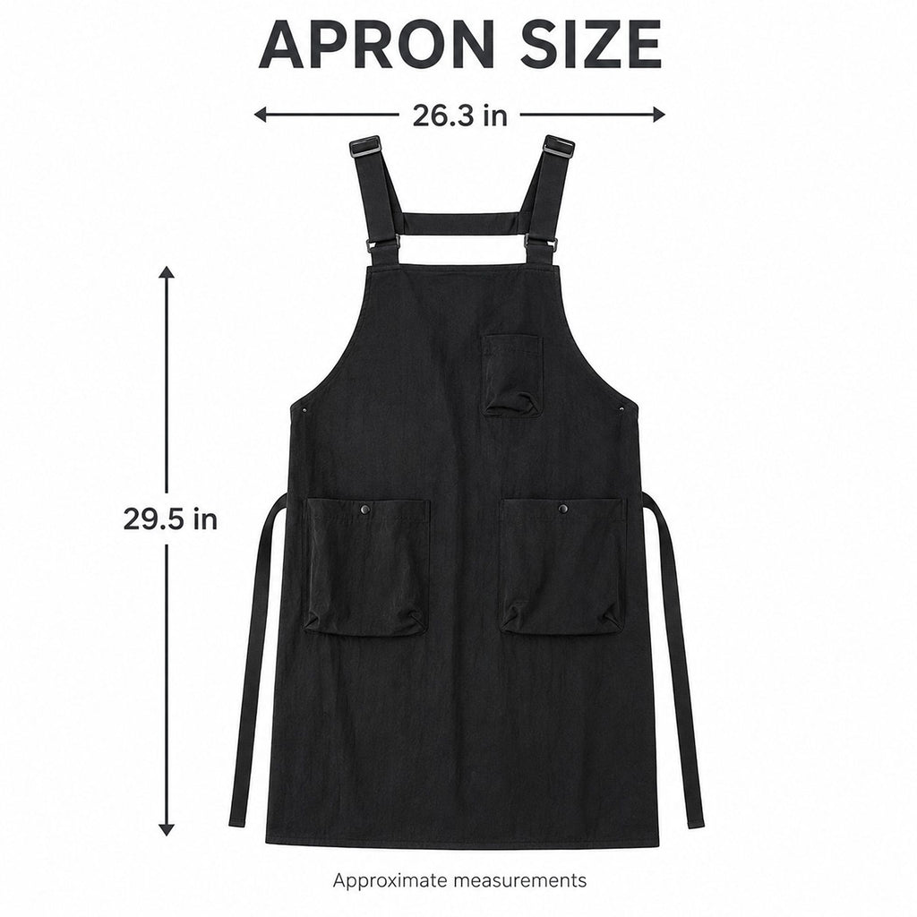 Water Resistant Utility Apron with Adjustable Straps and Three Pockets