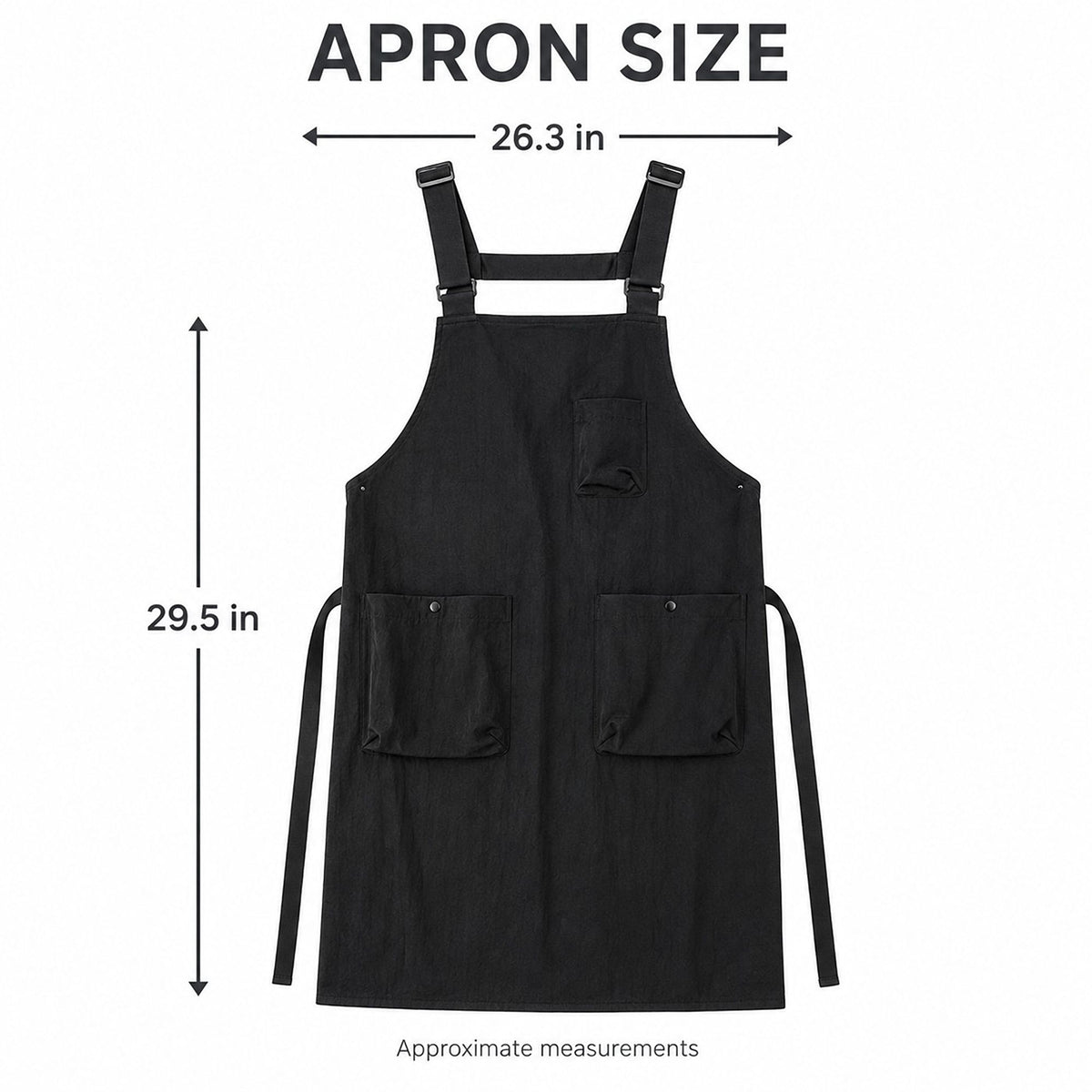 Water Resistant Utility Apron with Adjustable Straps and Three Pockets