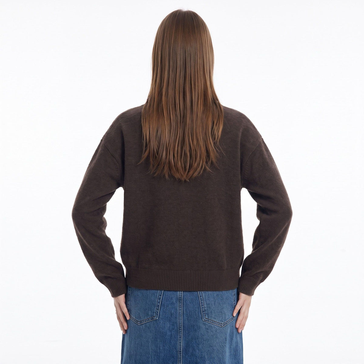 Soft Knit Crewneck Button Front Cardigan with Pockets