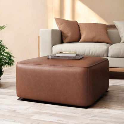 Alilang 30.00 inches Square Faux Leather Ottoman Pouf with Modern Design