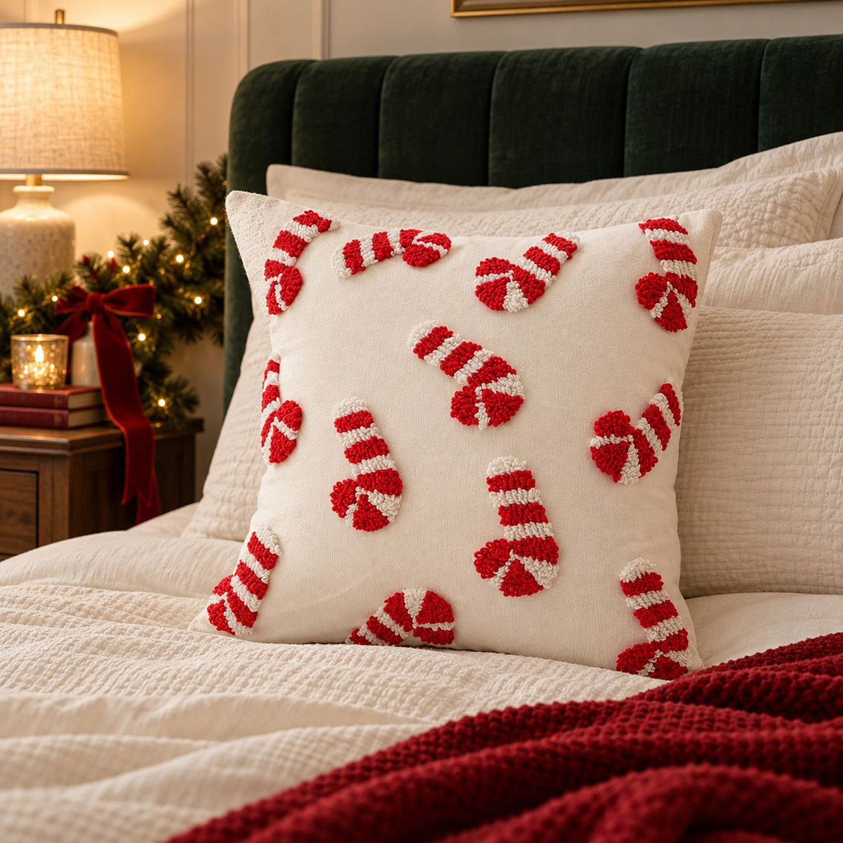 Christmas Tufted Decorative Throw Pillow Cover