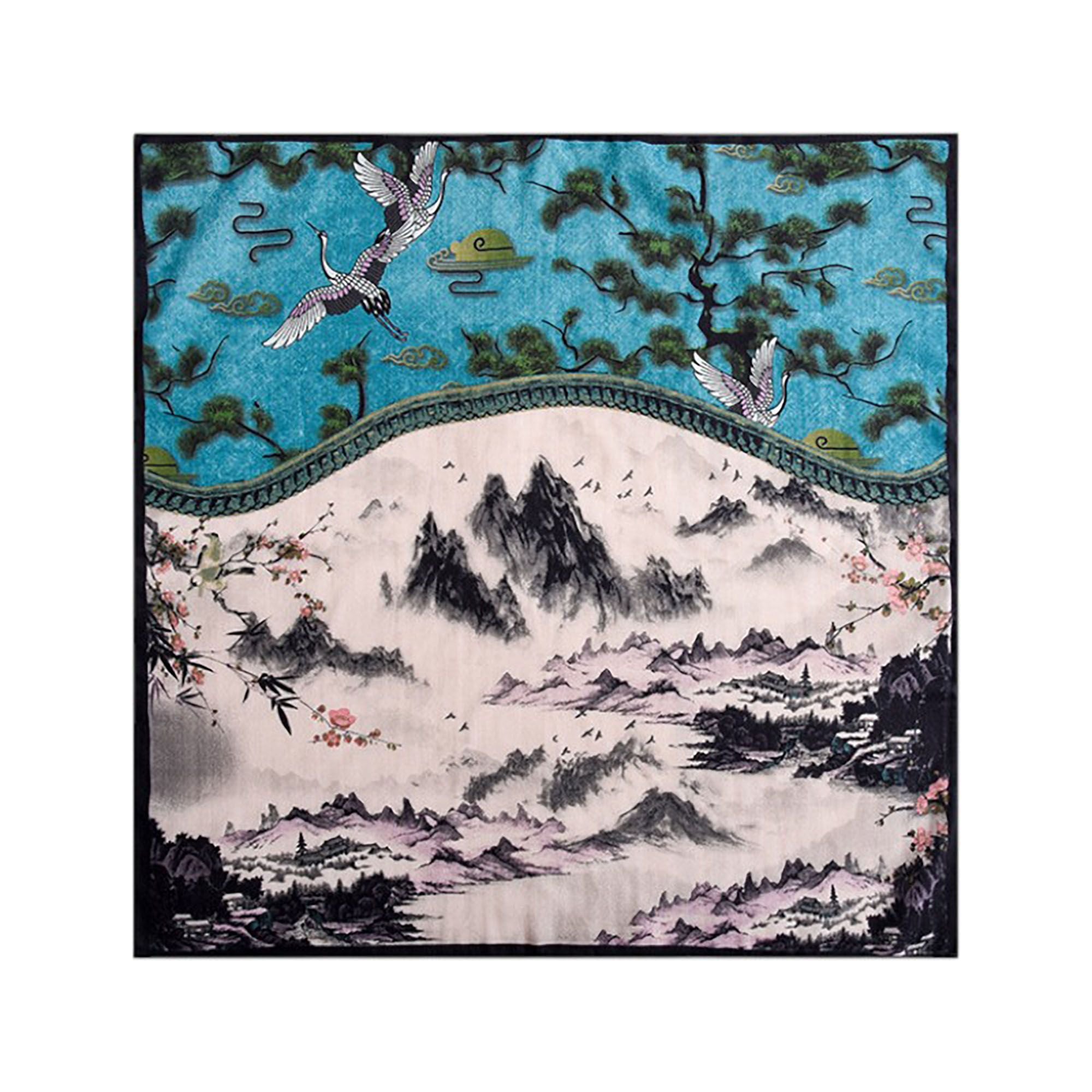 Anna-Kaci Women's Scenic Landscape Print Square Scarf with Soft Silky Fabric Lightweight Versatile Neck and Hair Accessory