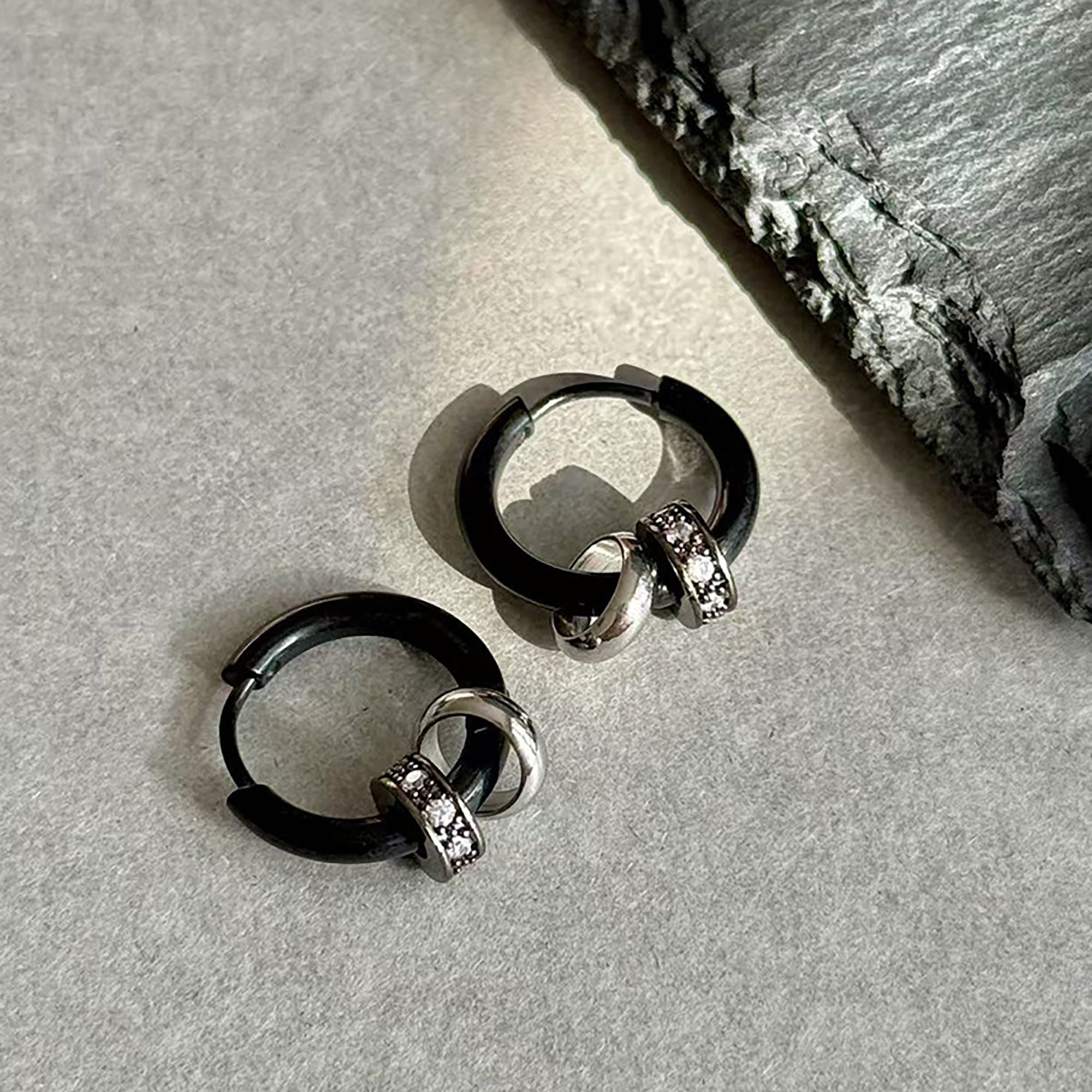 Women's Huggie Hoop Earrings with Ring Detail