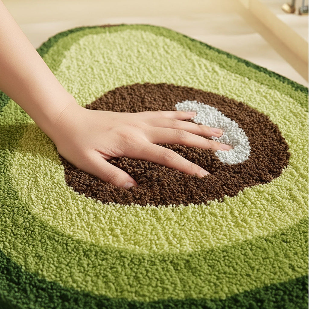 Tufted Floor Mat with Fruit Inspired Design Non Slip Backing Soft Plush Decorative Kitchen Bathroom Rug