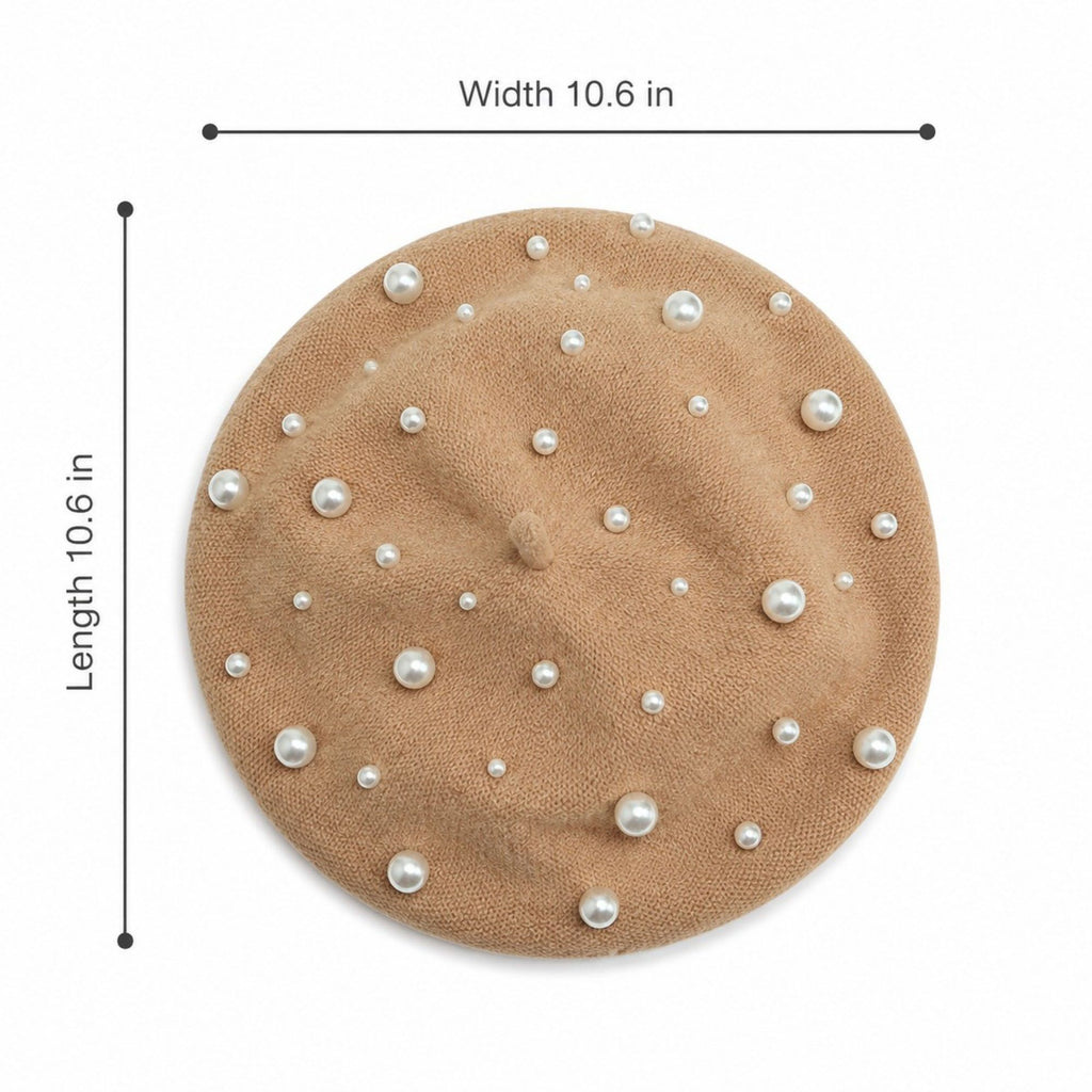 Pearl-Embellished Wool Knit Beret