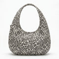 Leopard Print Hobo Tote Bag with Wide Shoulder Strap and Exterior Pocket 12.5x8x0.4in