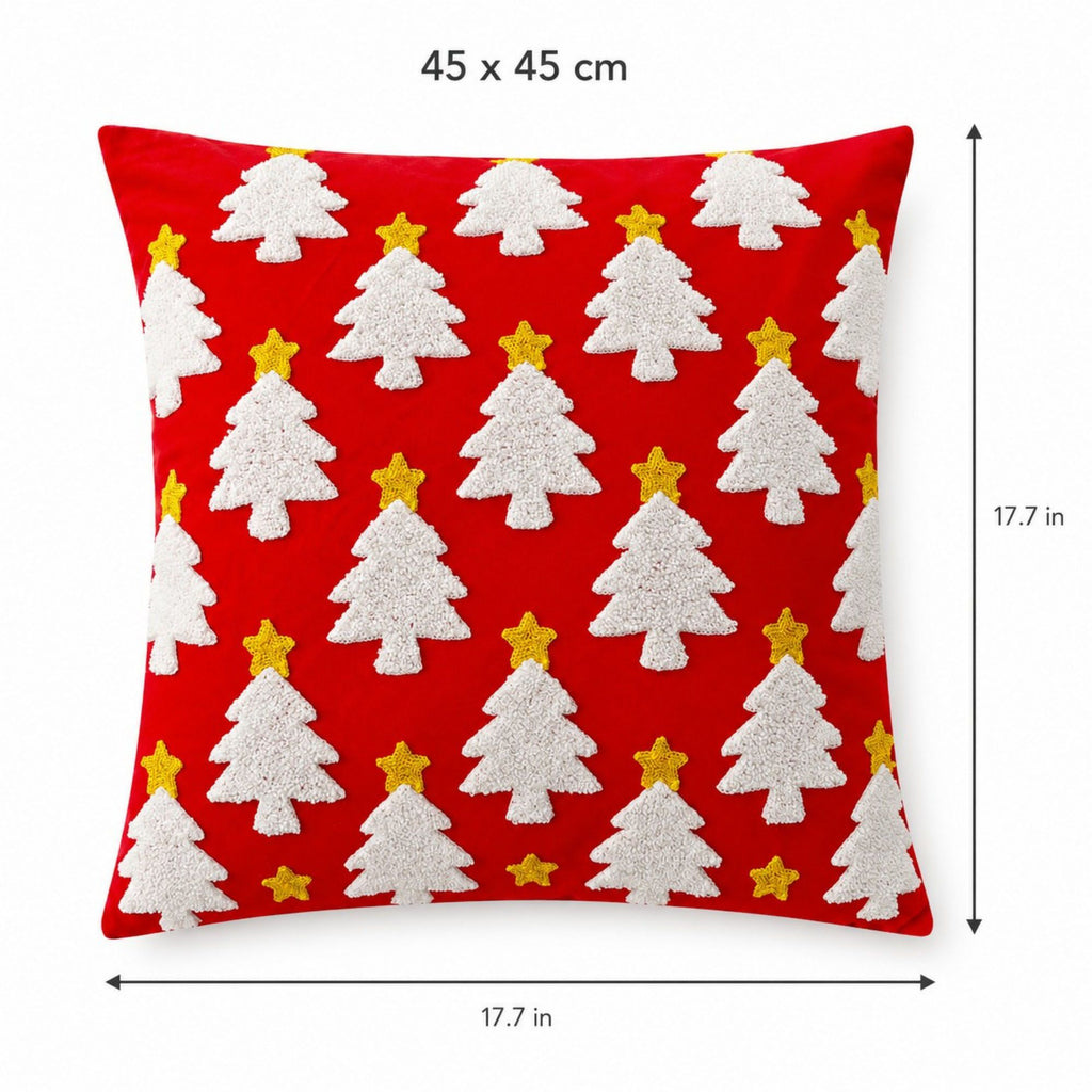 2 Pack Christmas Tree Bow Embroidered Velvet Pillow Covers