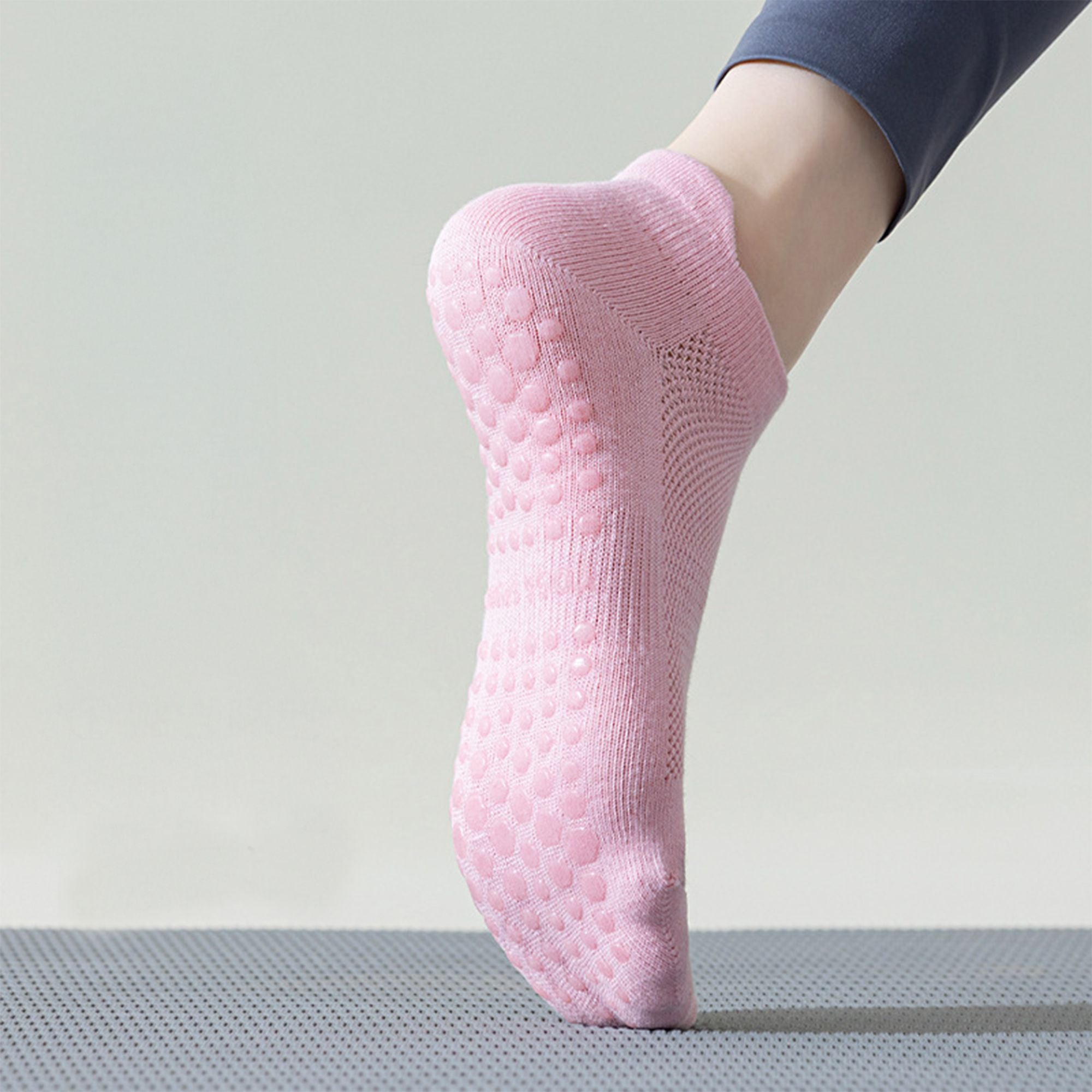 Anna-Kaci 4-Pack Women's Mesh Top Non-Slip Yoga Socks with Full Sole Grips and Breathable Lightweight Fabric