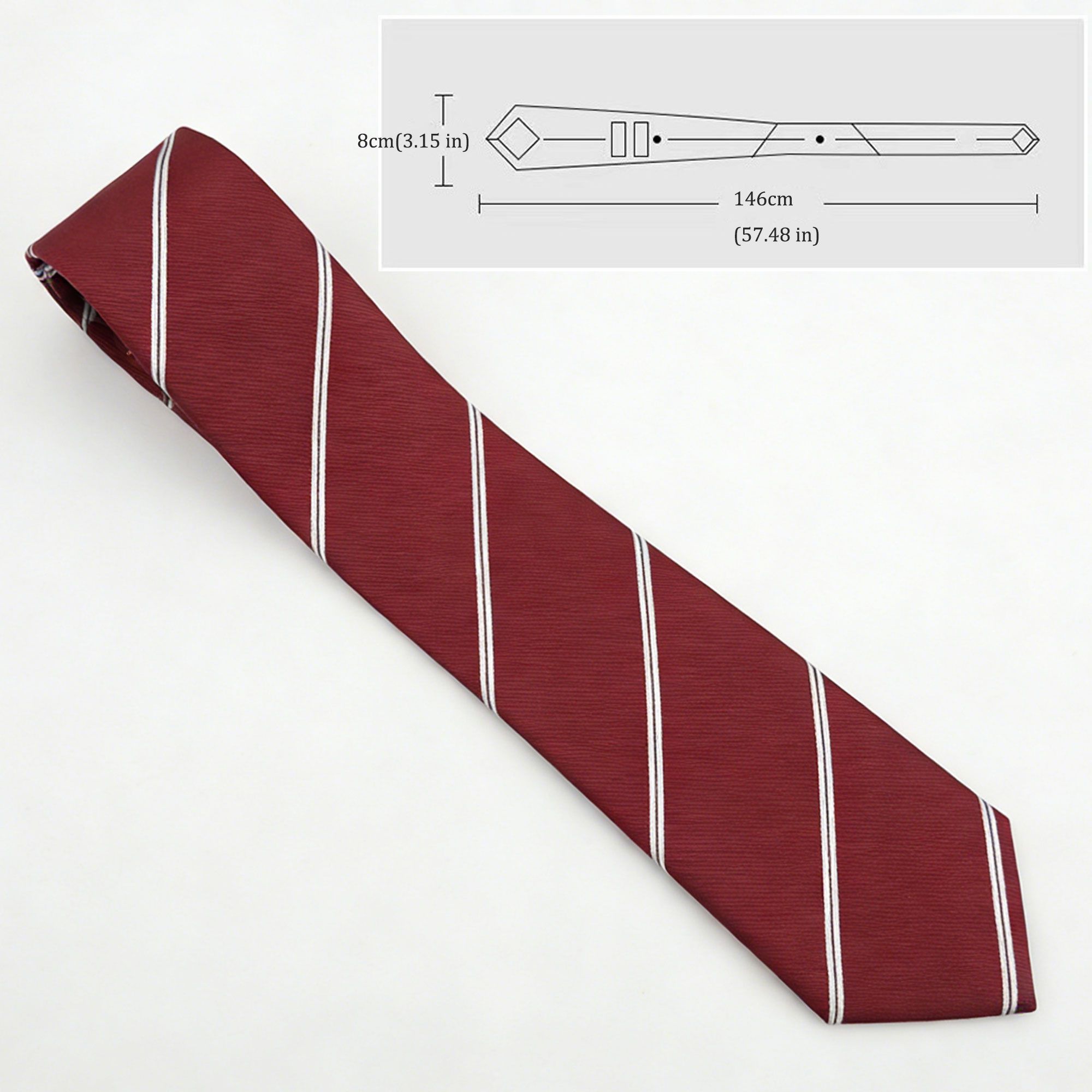 Anna-Kaci Men's Polyester Filament Tie with White Diagonal Stripes - Formal/Casual Necktie for Business, Weddings & Daily Wear